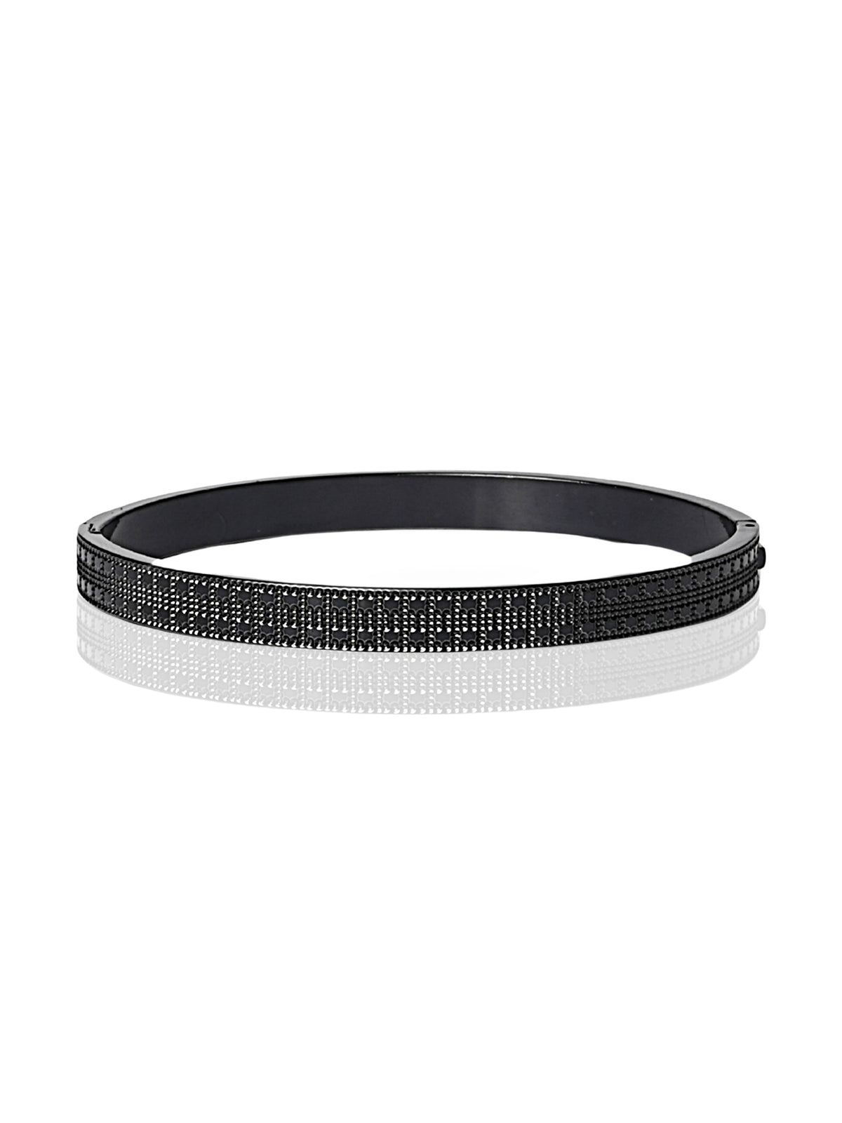 Minimalist Black Textured Open Cuff Bracelet