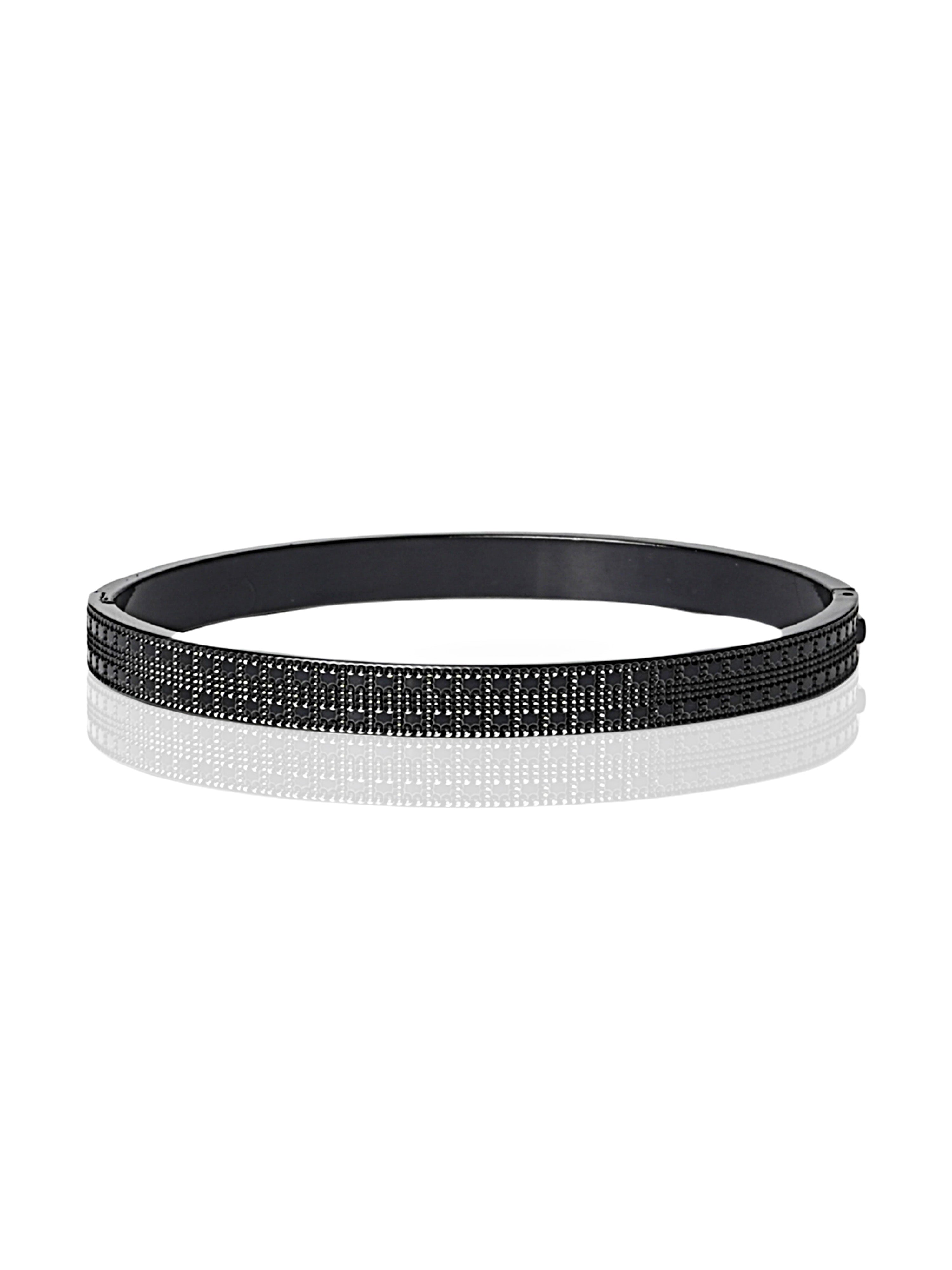Minimalist Black Textured Open Cuff Bracelet ZIR-BRC-7014