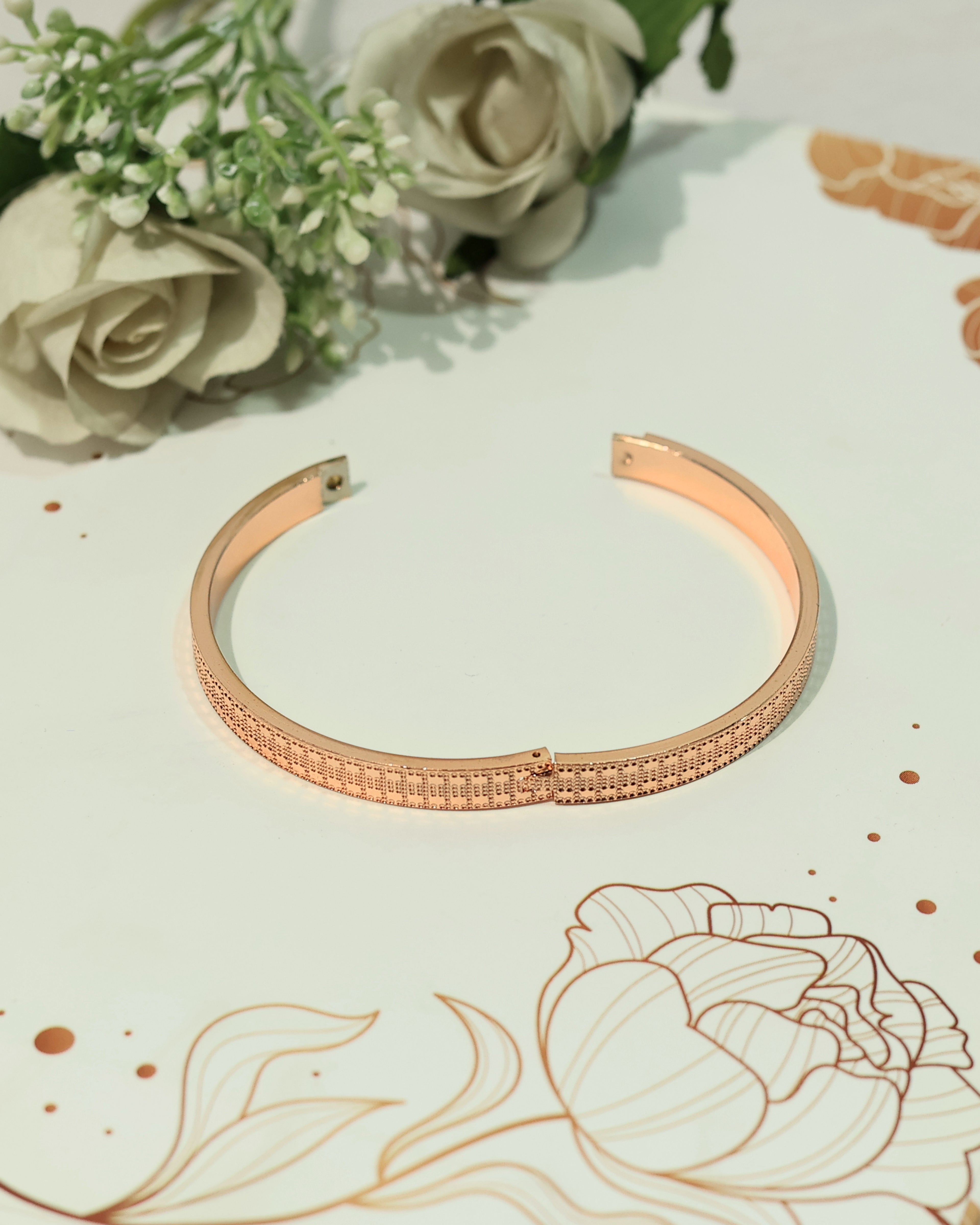 Minimalist Black Textured Open Cuff Bracelet