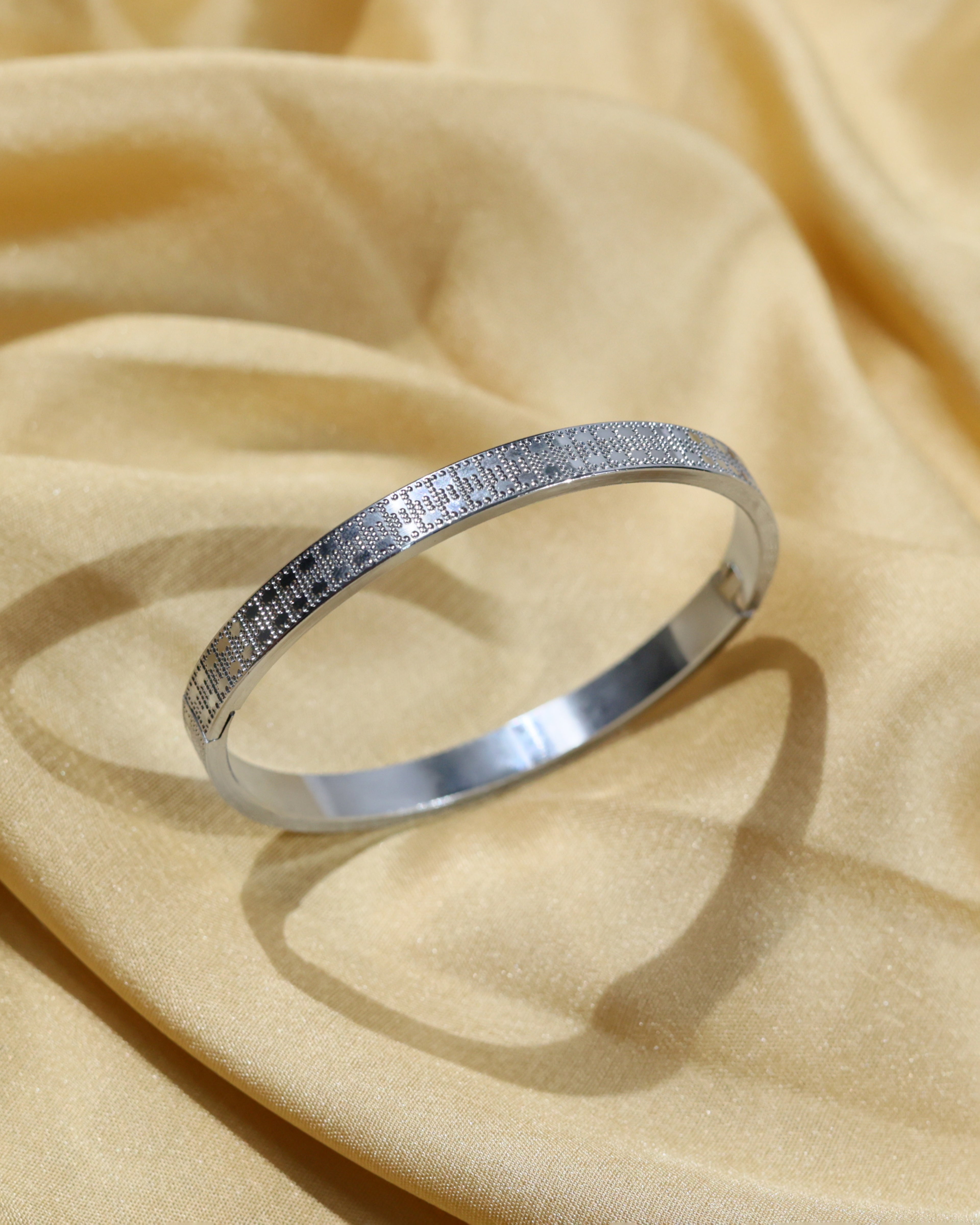 Minimalist Black Textured Open Cuff Bracelet