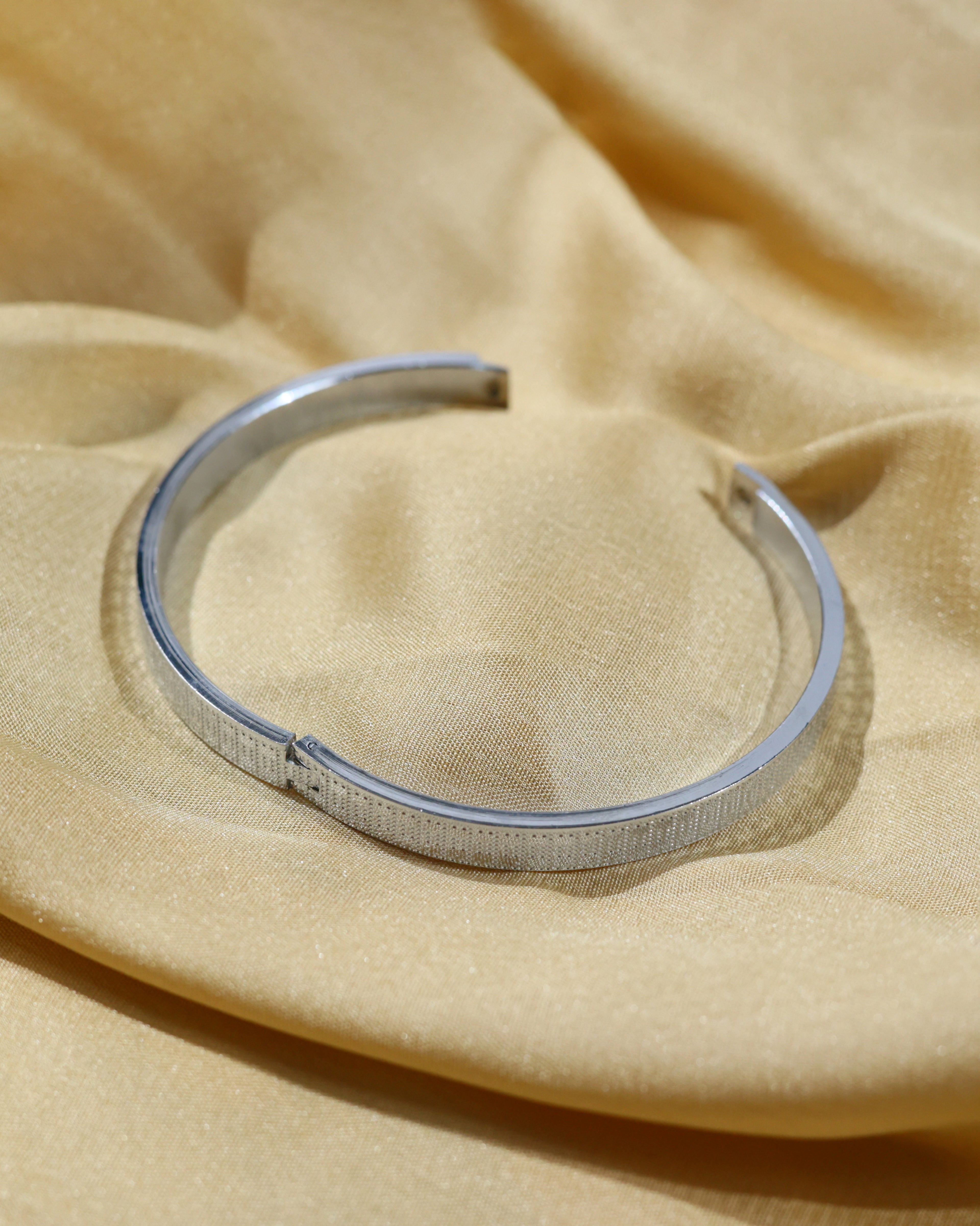 Minimalist Black Textured Open Cuff Bracelet