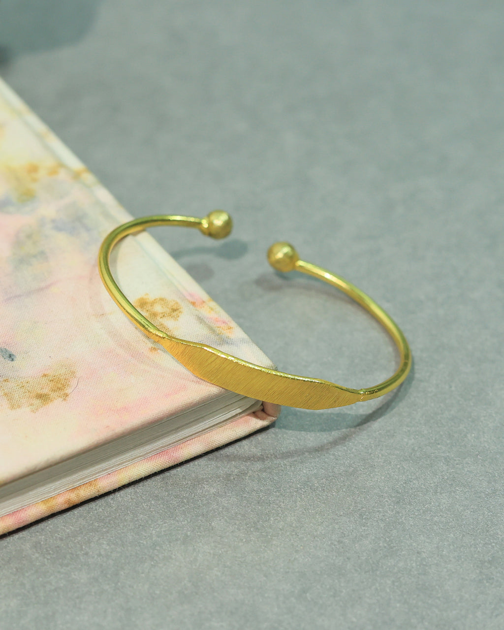 Minimalist Textured Brass Bracelet