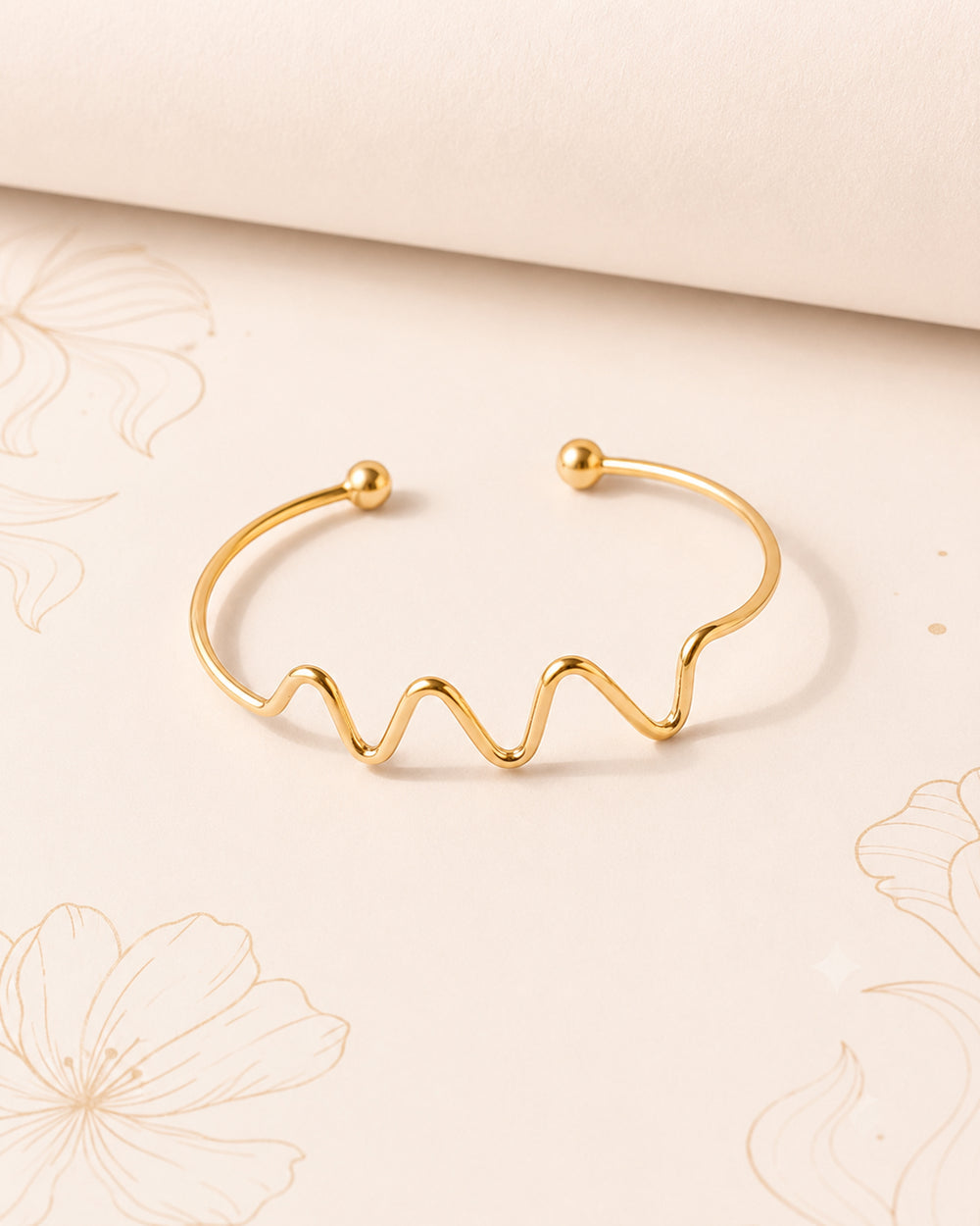 Wave Design Brass Bracelet