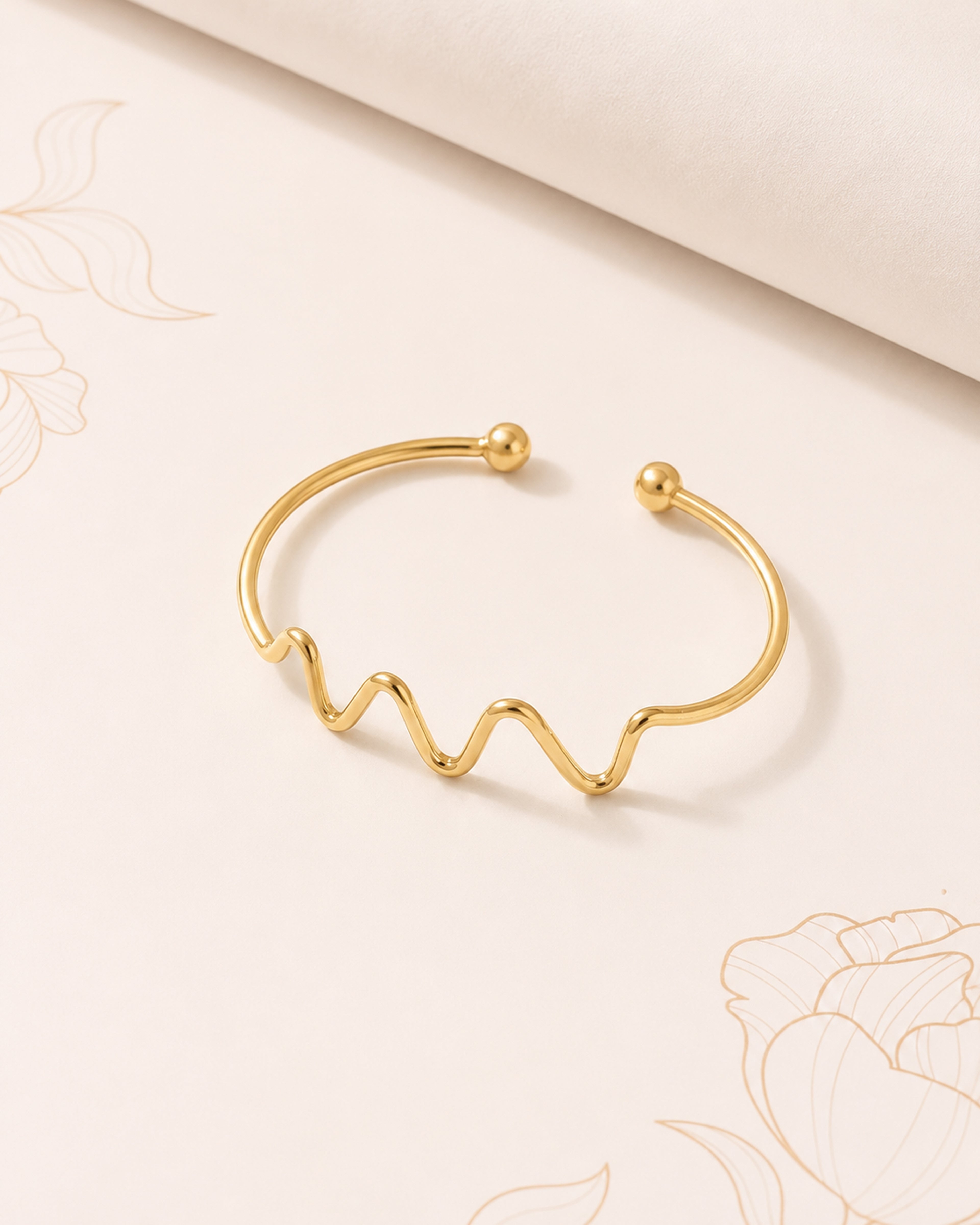 Wave Design Brass Bracelet