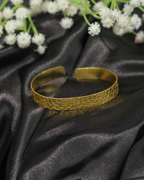 Textured Wide Brass Bracelet