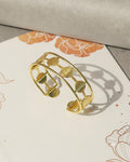 Textured Disc Link Brass Bracelet