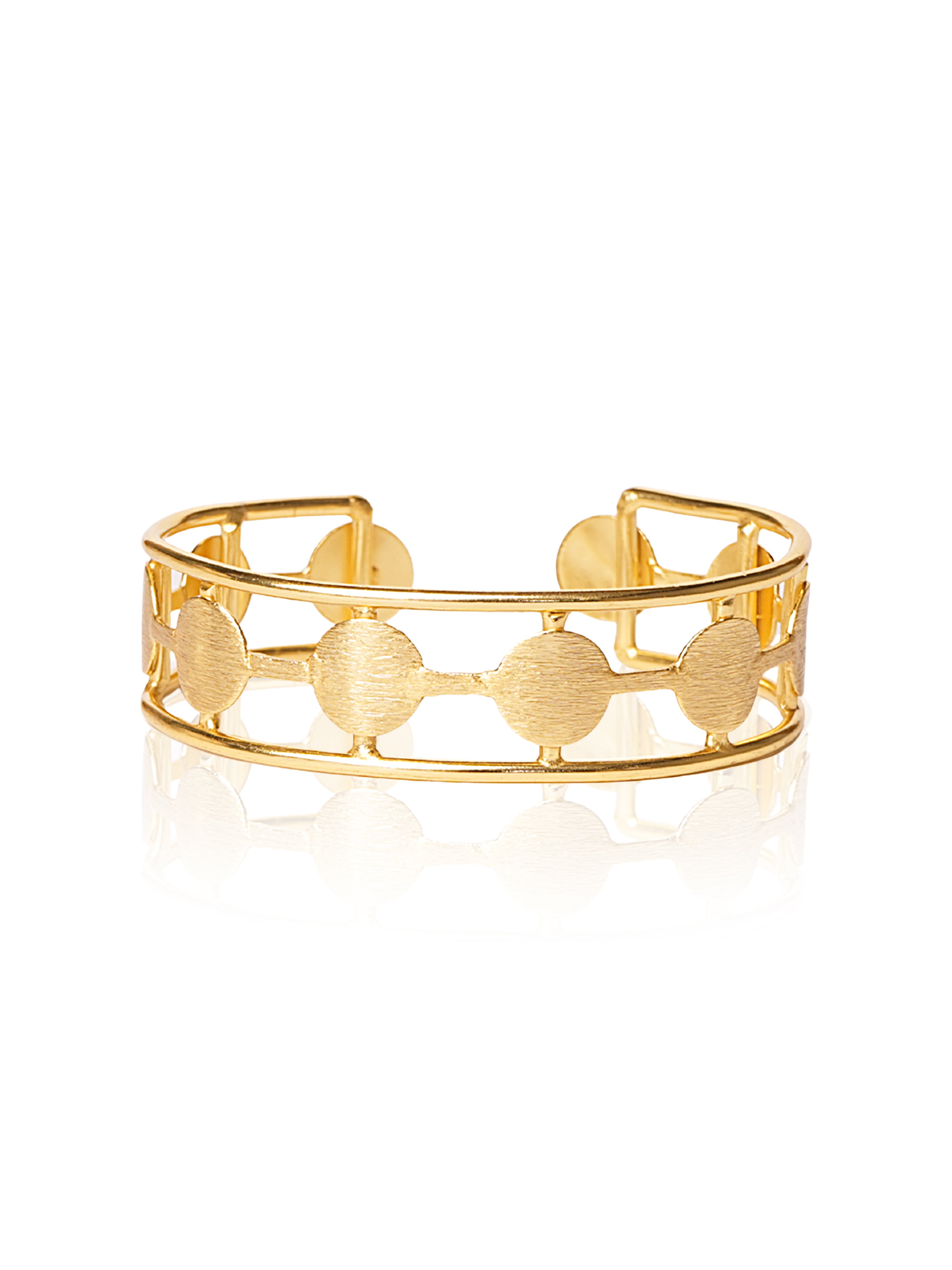 Textured Disc Link Brass Bracelet