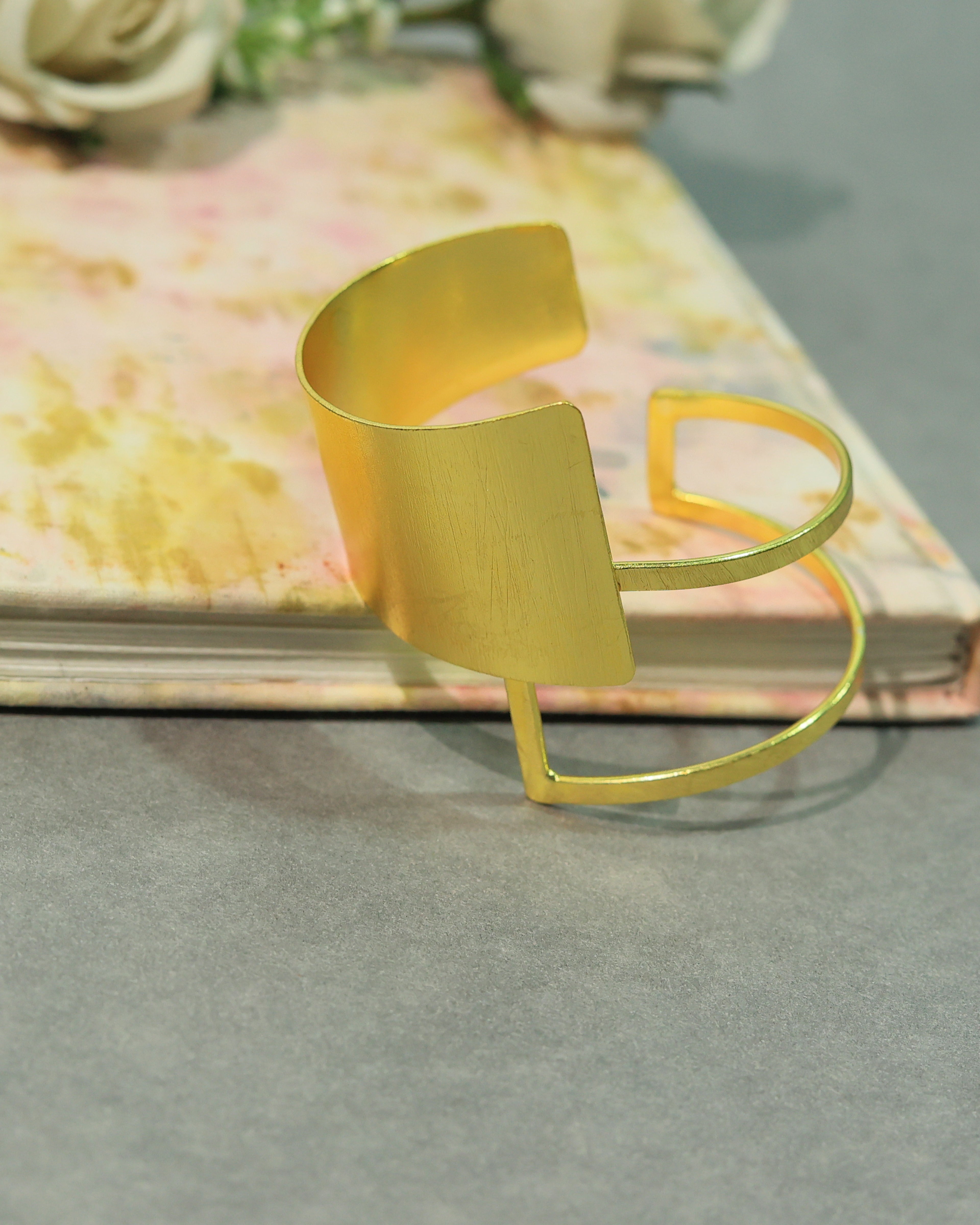 Open Rectangle Brass Bracelet