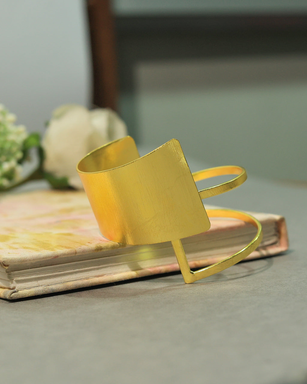 Open Rectangle Brass Bracelet