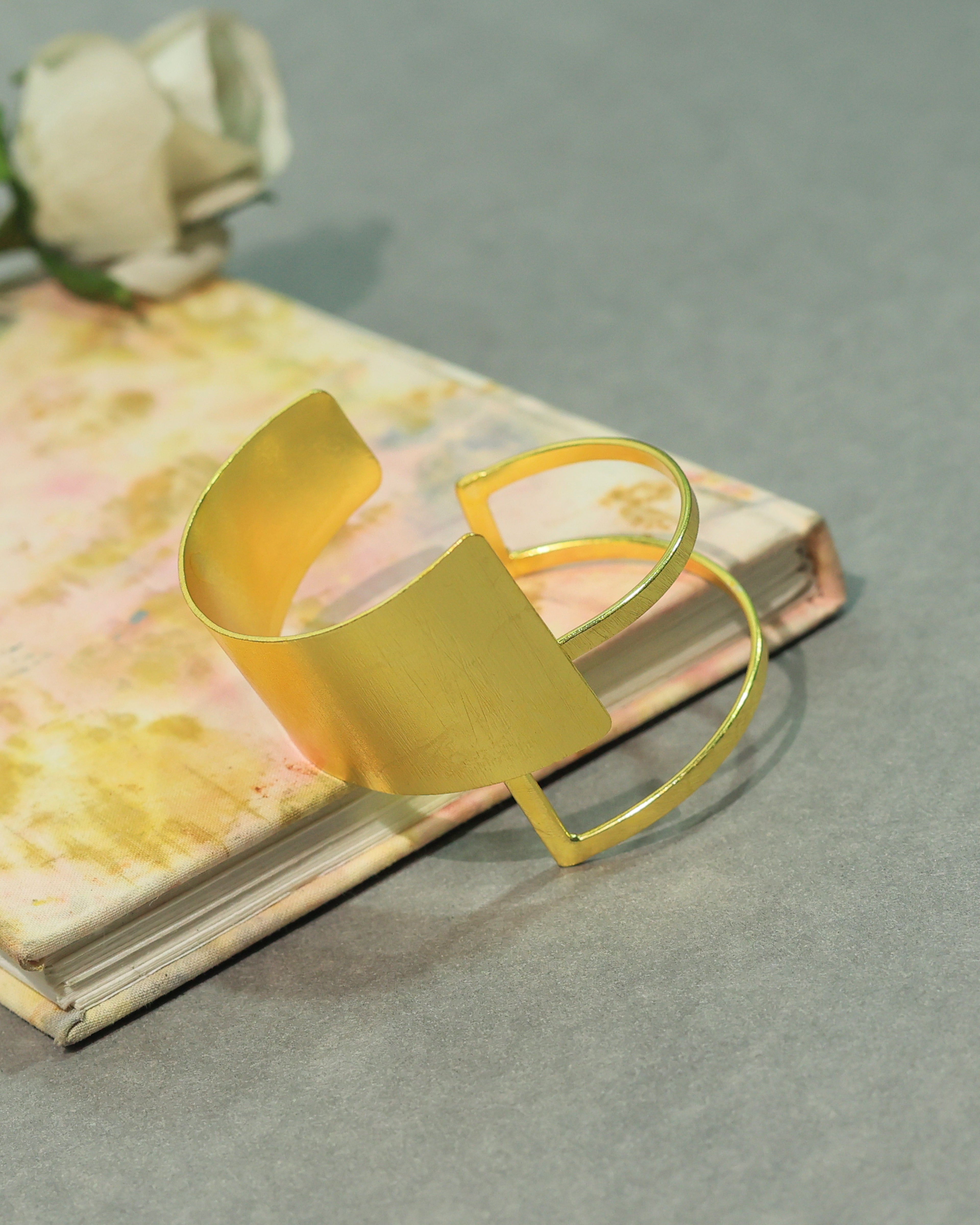 Open Rectangle Brass Bracelet