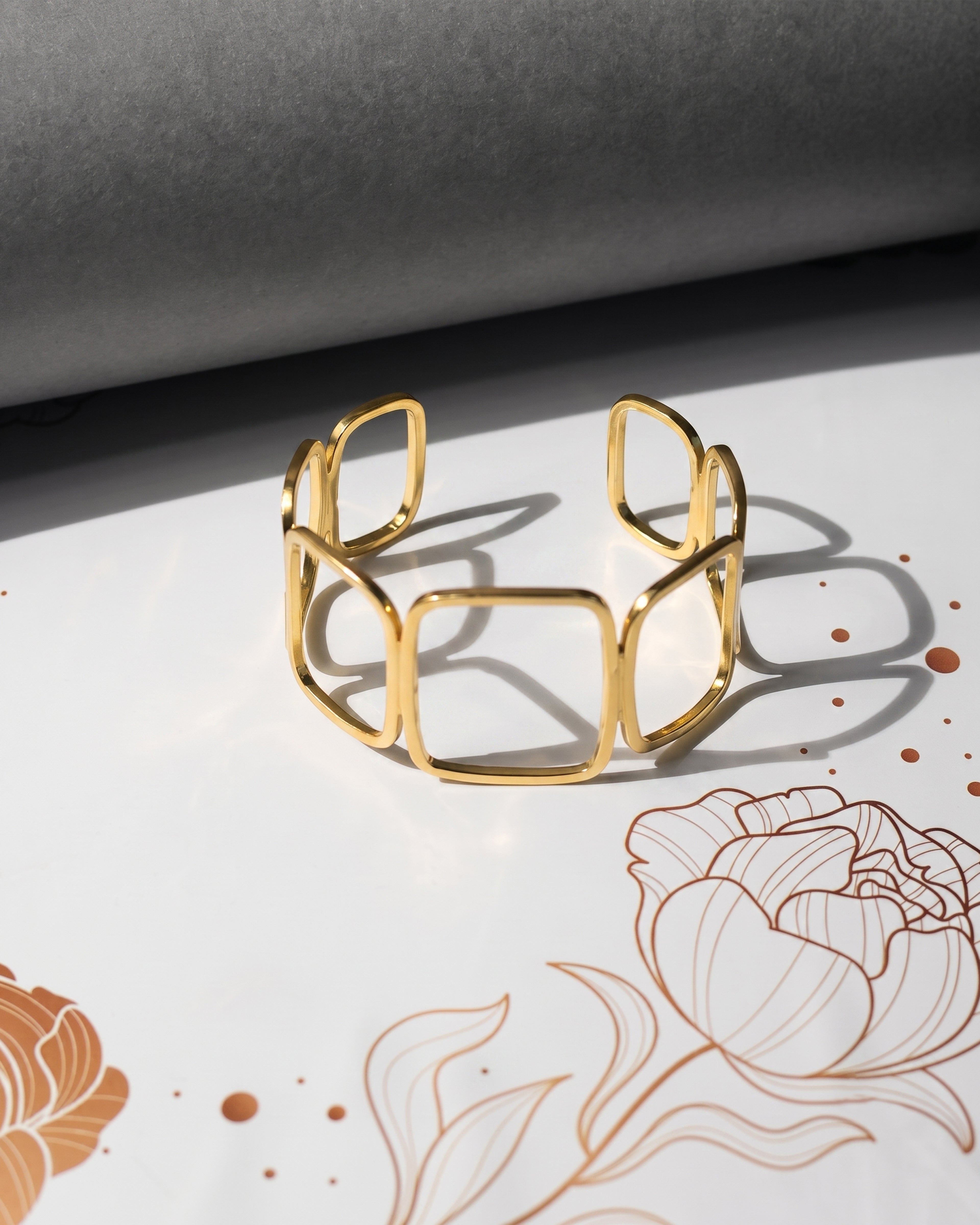 Triple Frame Brass Bracelet
