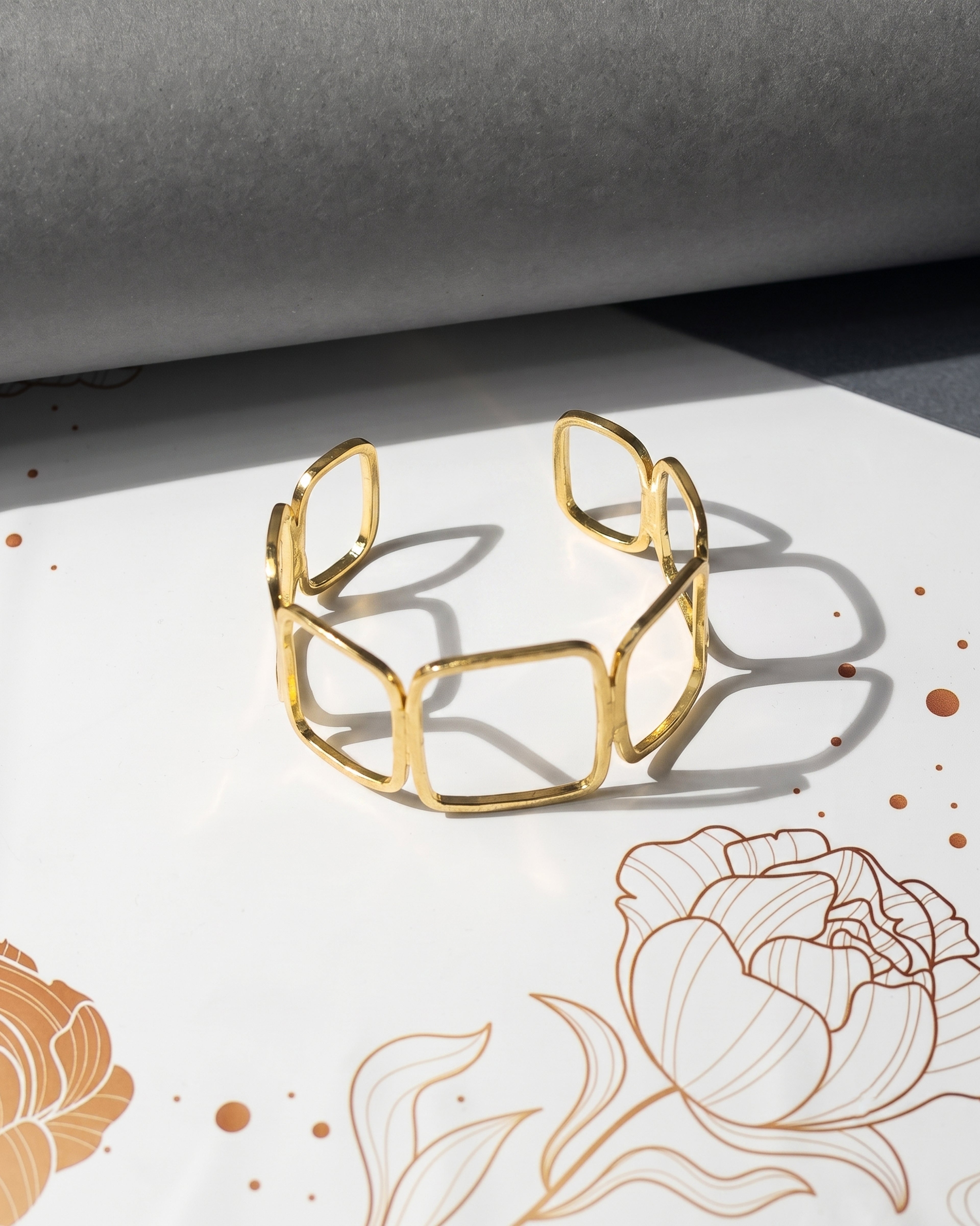 Triple Frame Brass Bracelet
