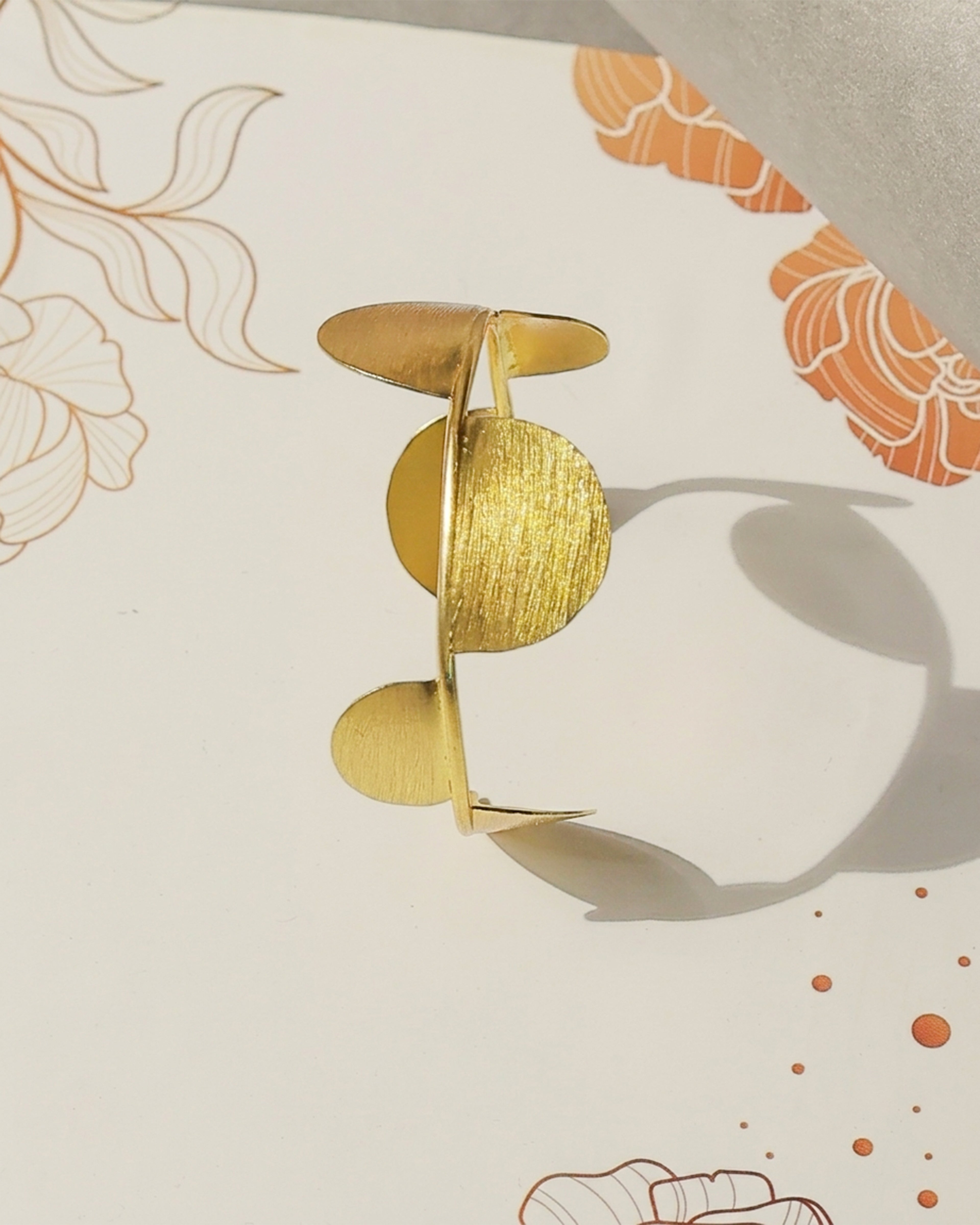 Layered Disc Statement Brass Bracelet