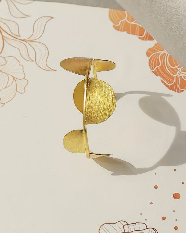 Layered Disc Statement Brass Bracelet