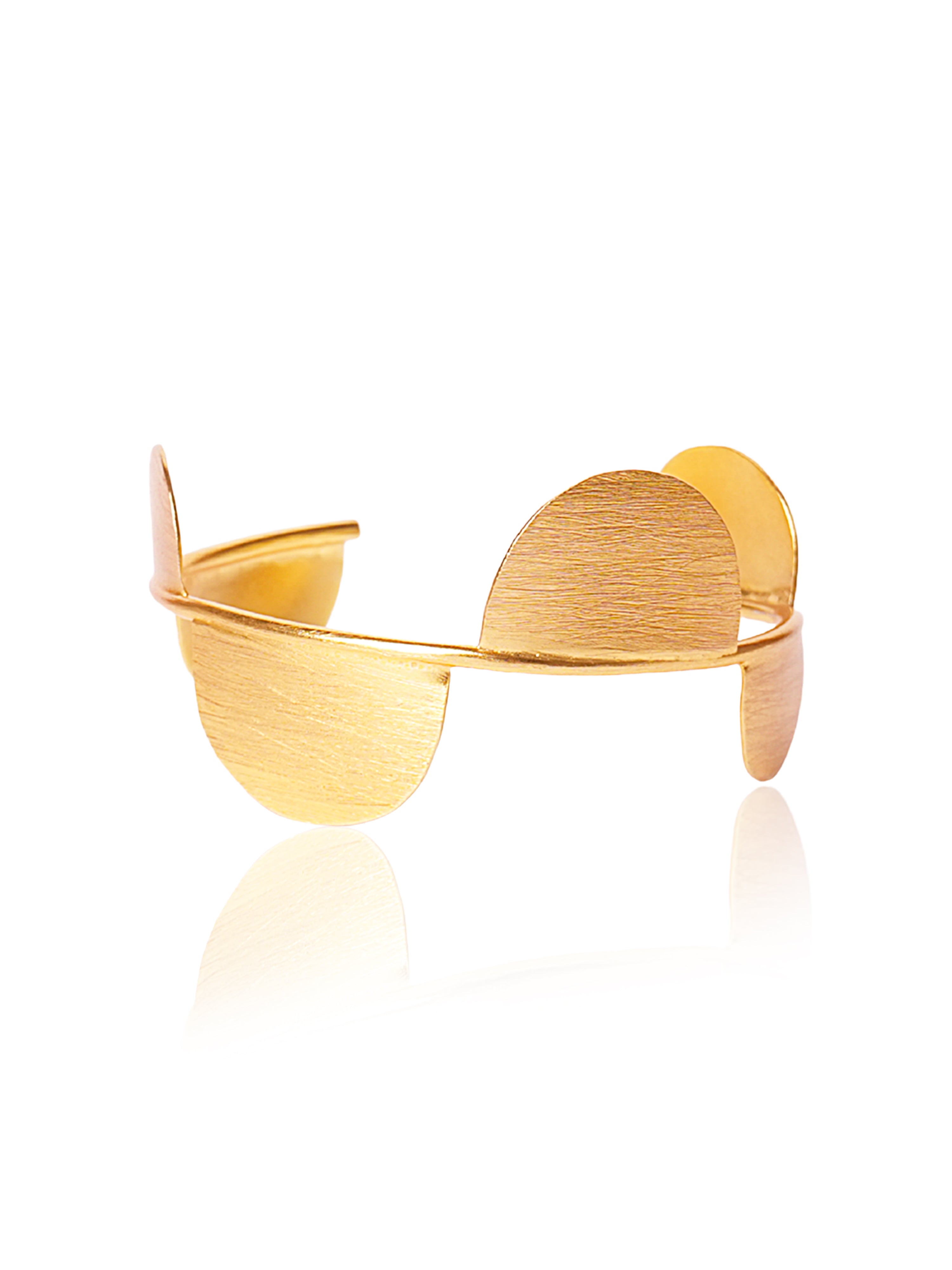 Layered Disc Statement Brass Bracelet