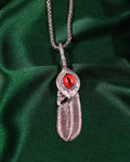 Red Gem Feather Pendant Chain