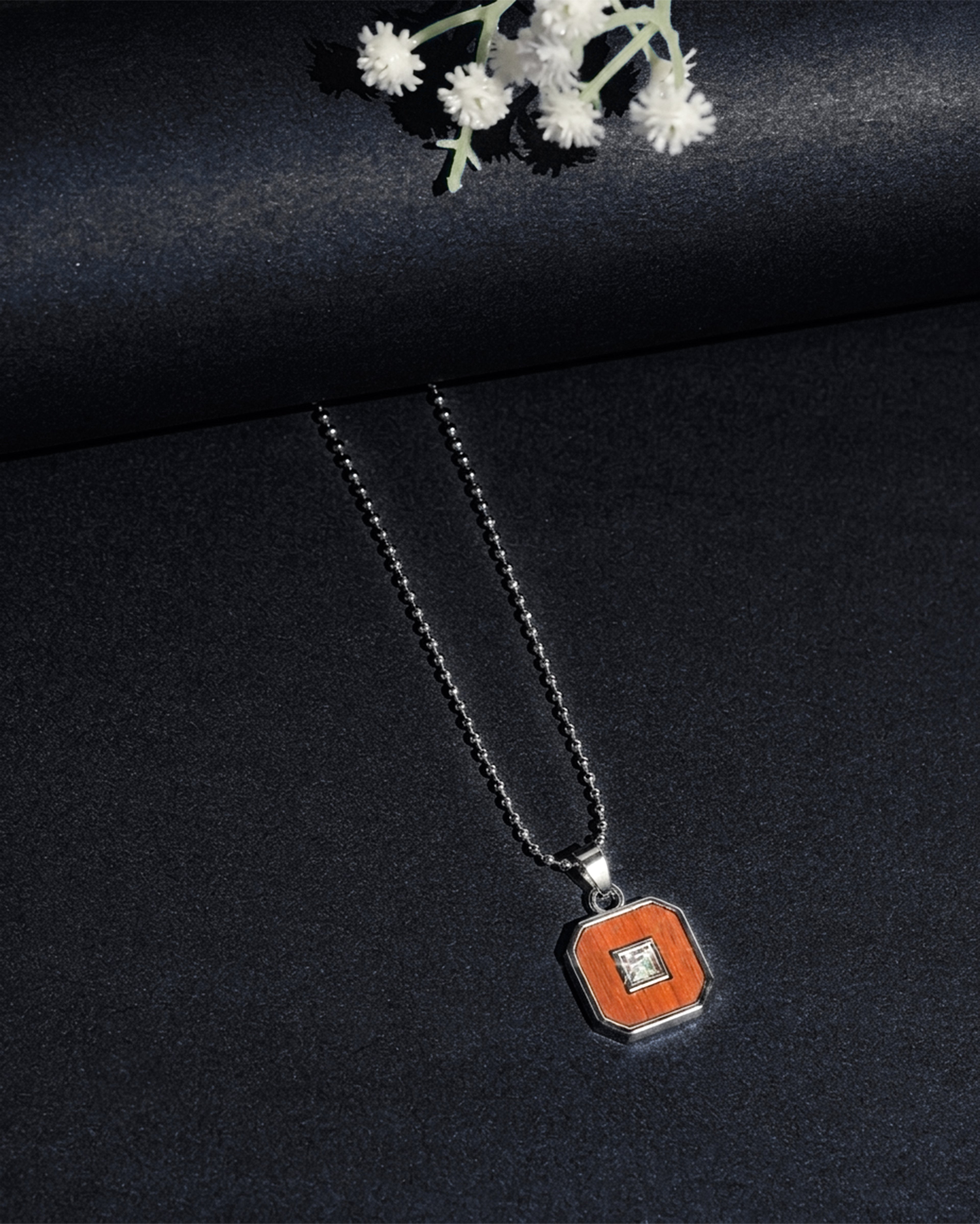 Black Octagonal Accent Pendant Chain