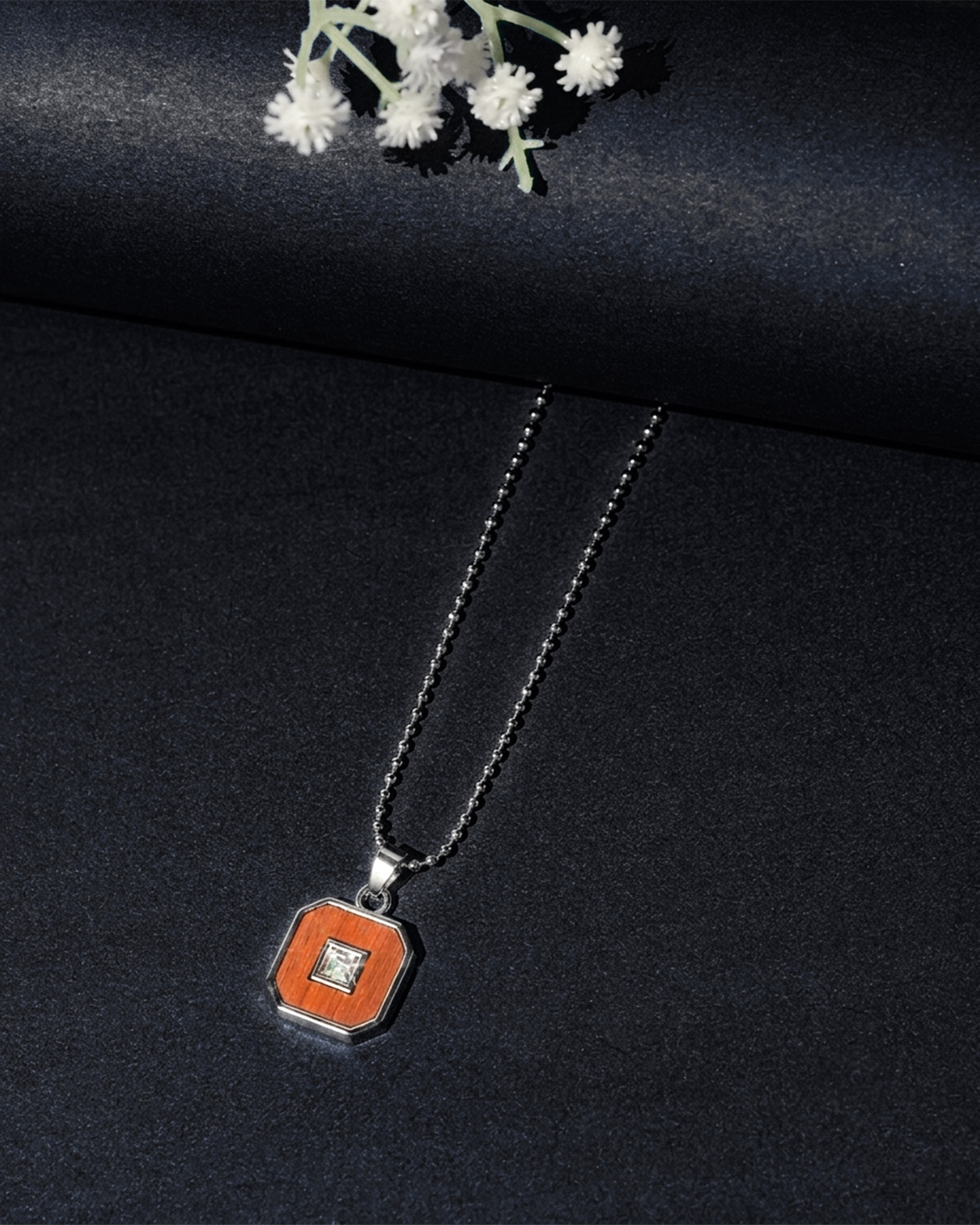 Black Octagonal Accent Pendant Chain