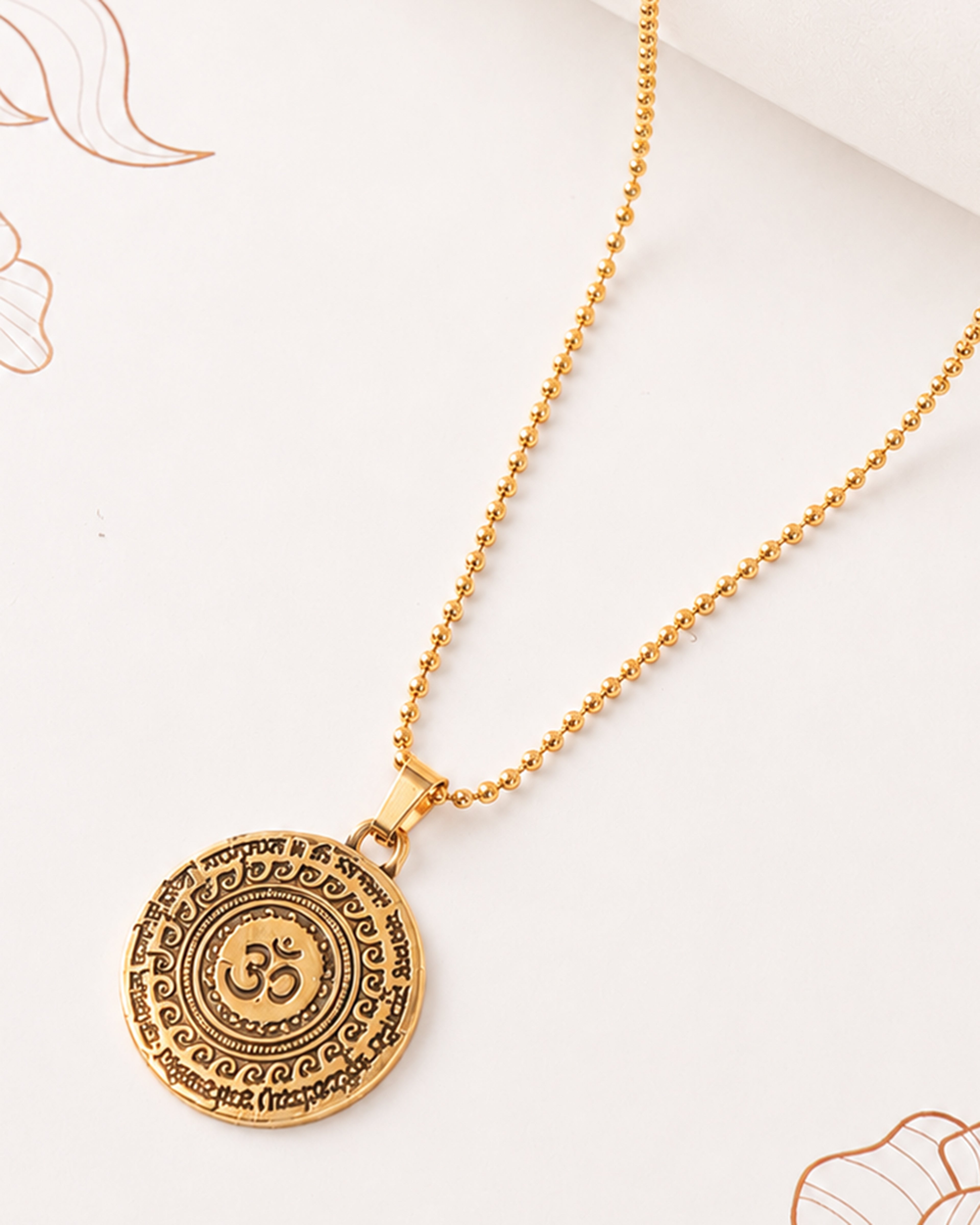 Om Symbol Beaded Pendant Chain
