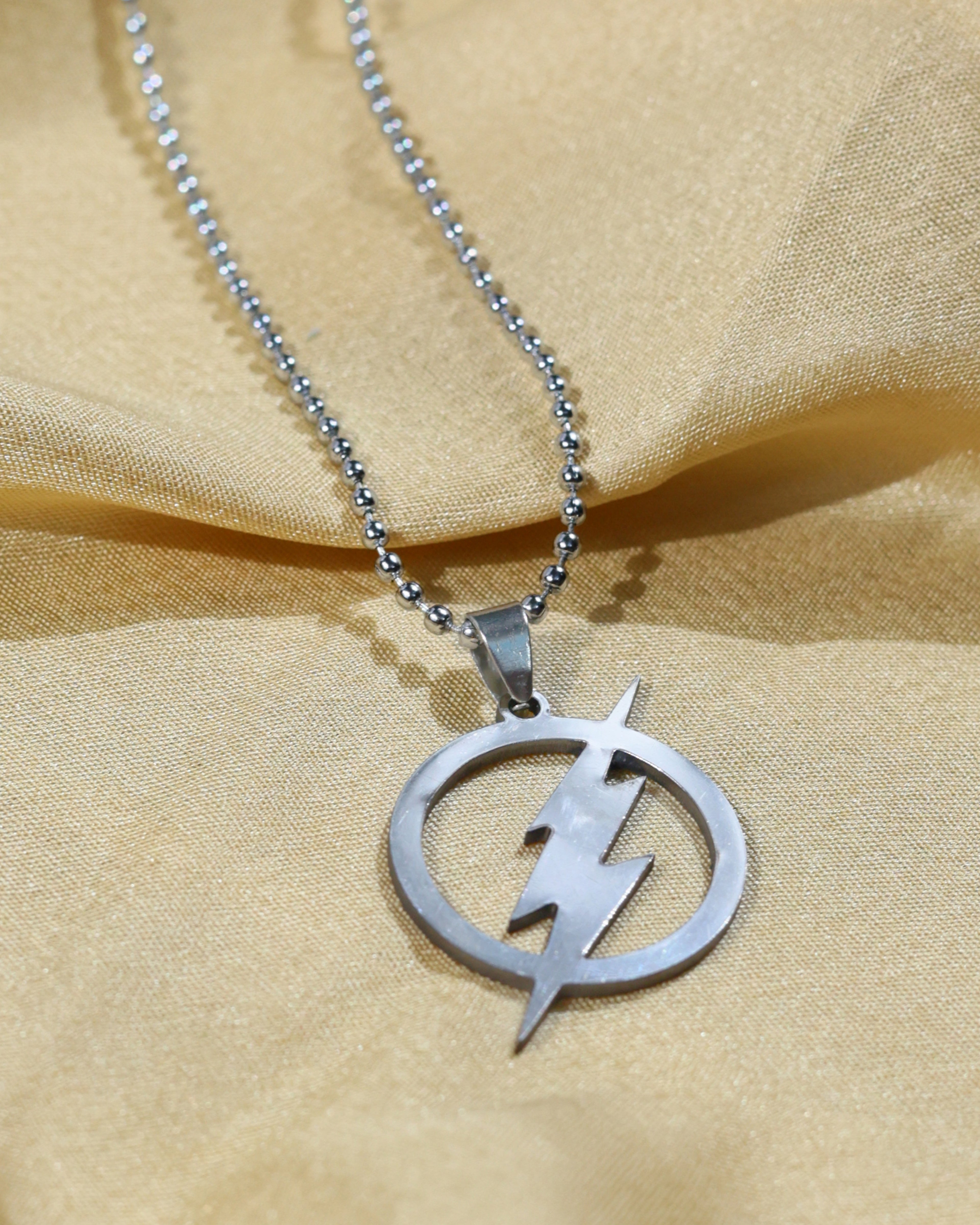 Lightning Bolt Circle Pendant Chain