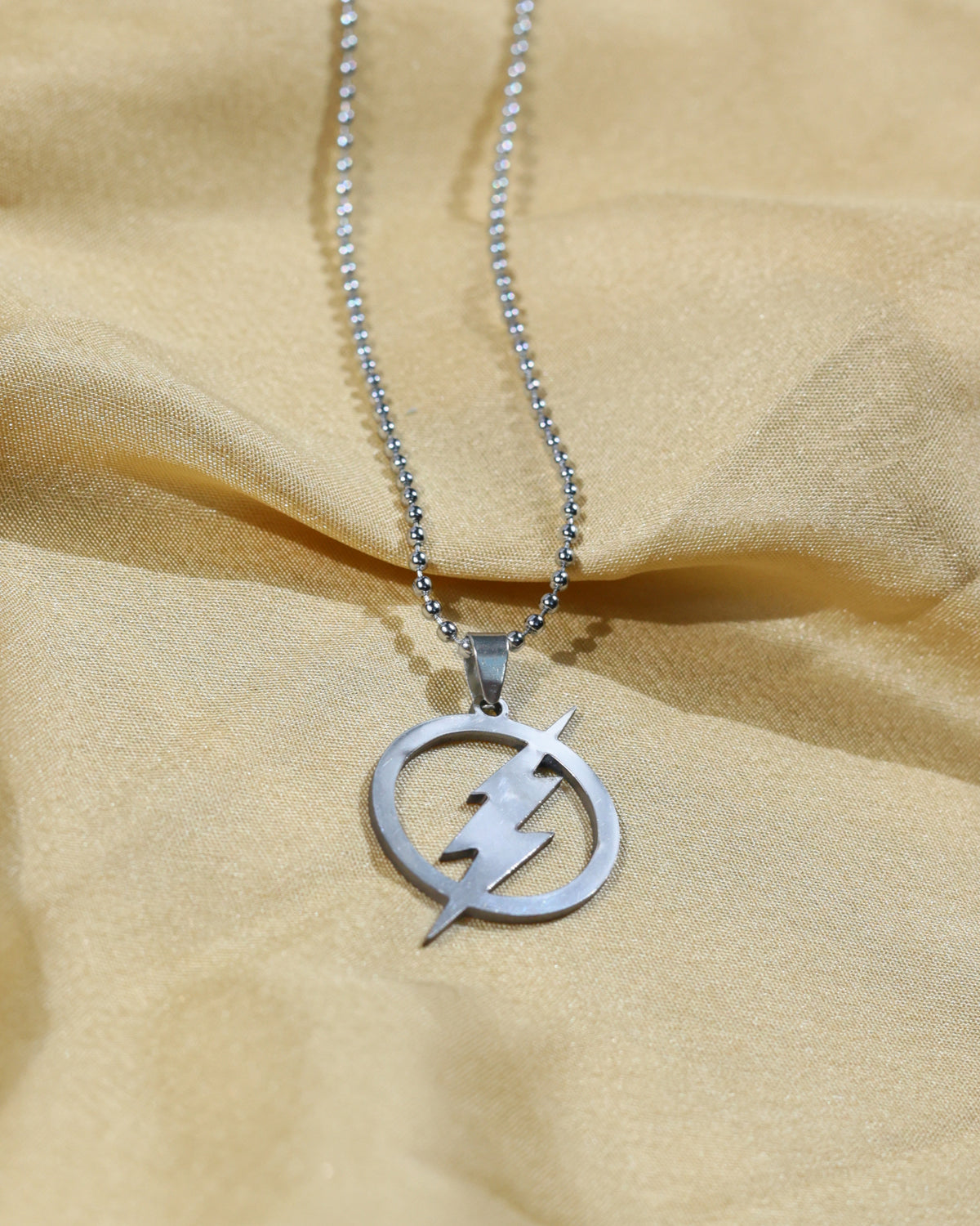 Lightning Bolt Circle Pendant Chain