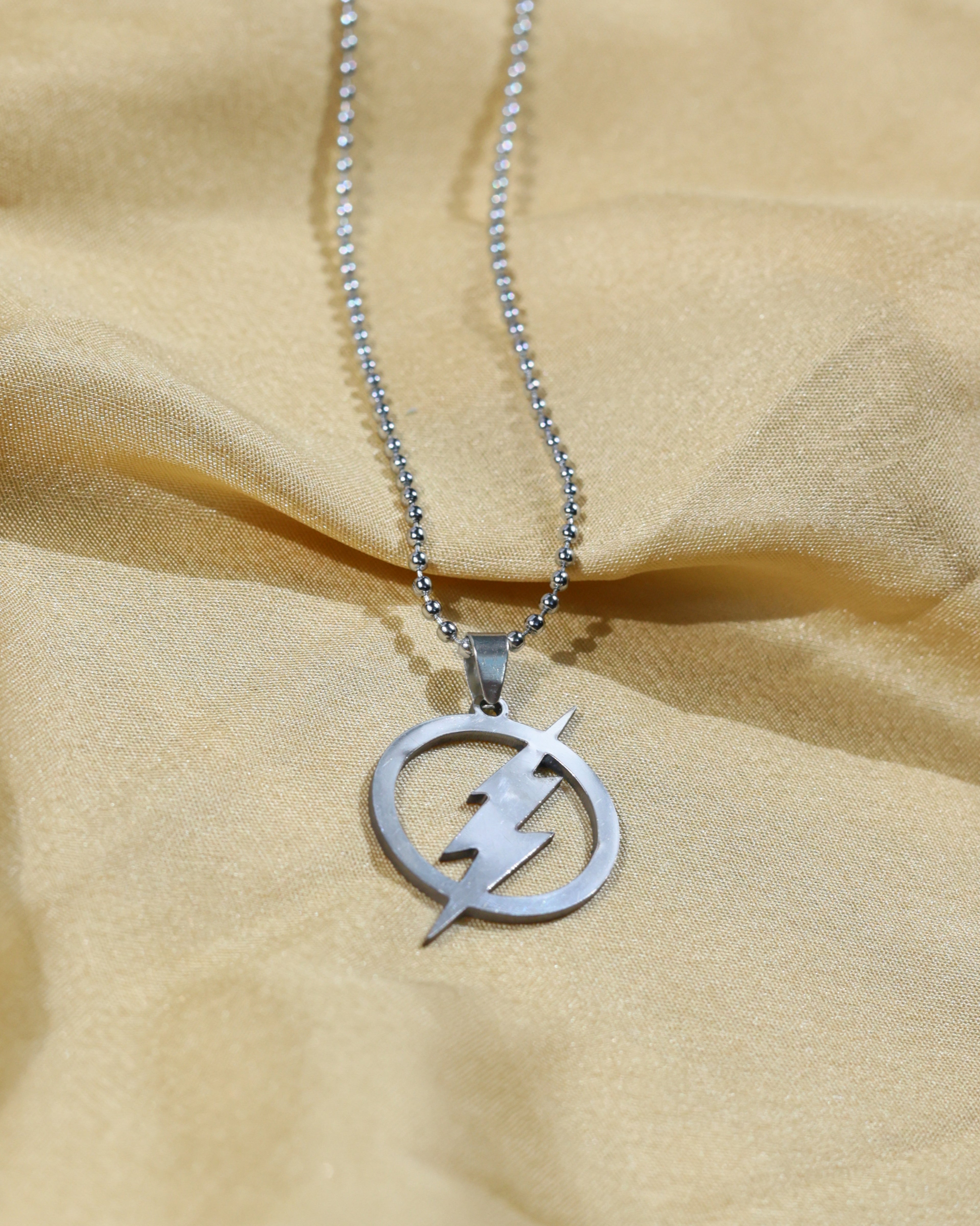 Lightning Bolt Circle Pendant Chain