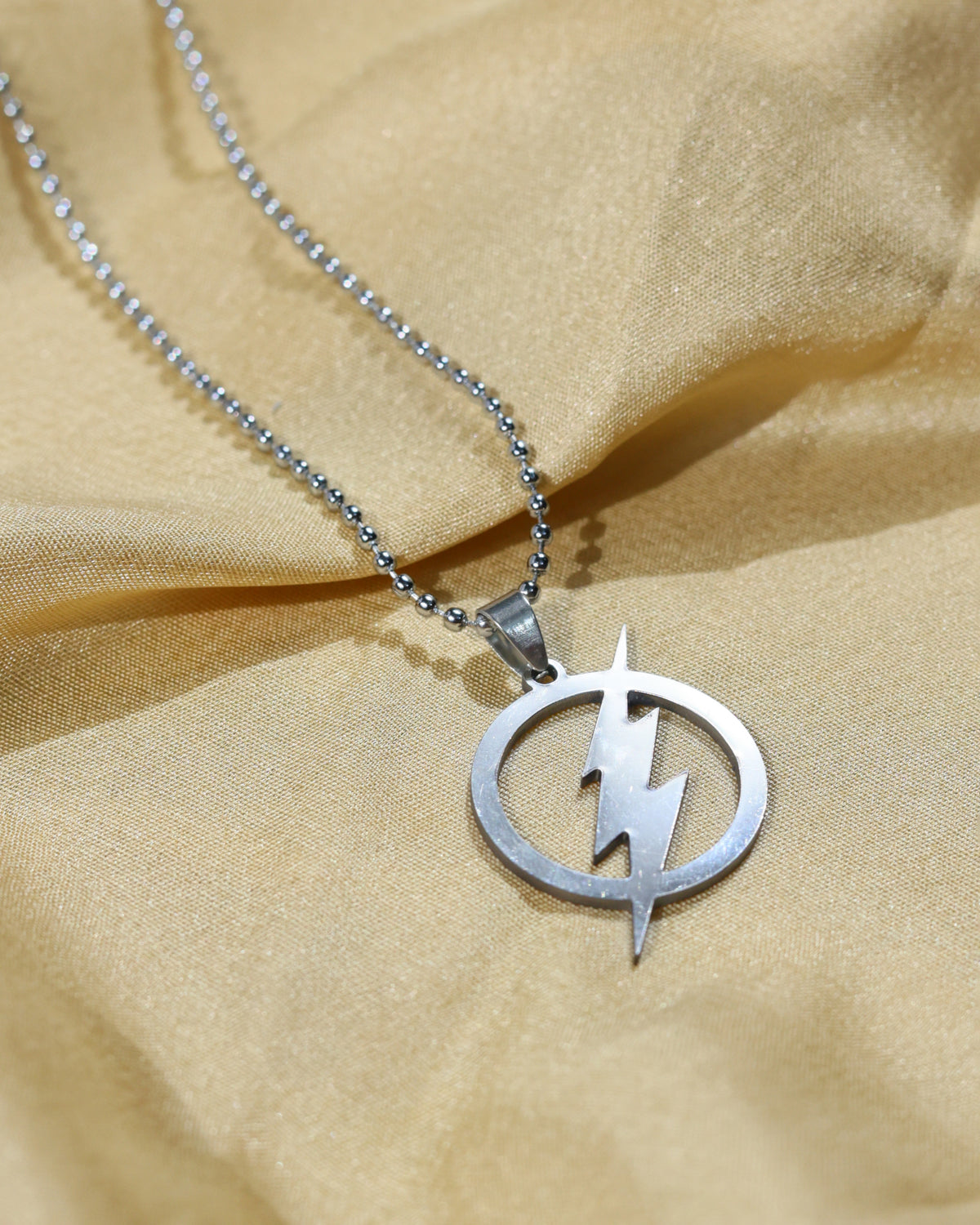 Lightning Bolt Circle Pendant Chain