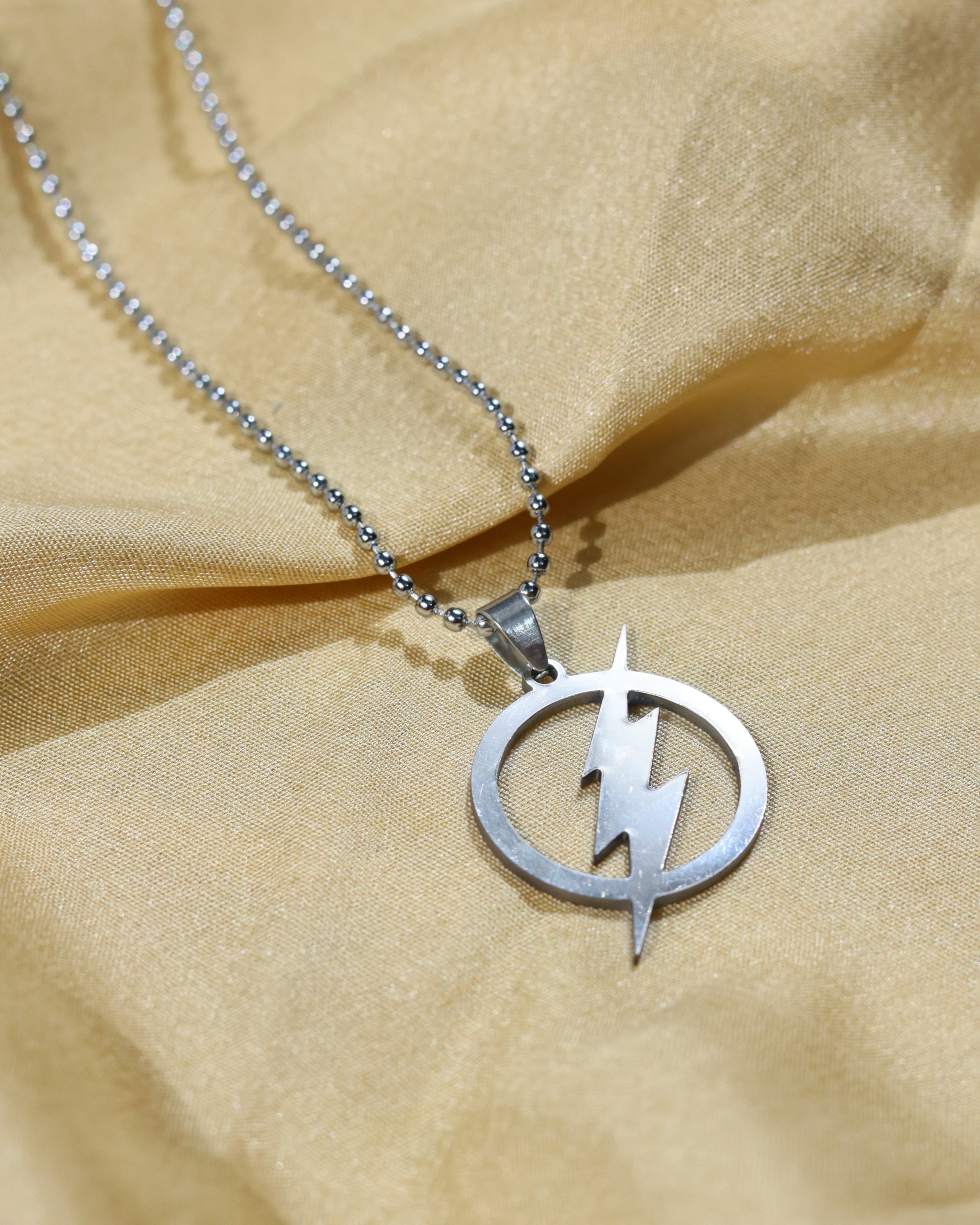 Lightning Bolt Circle Pendant Chain