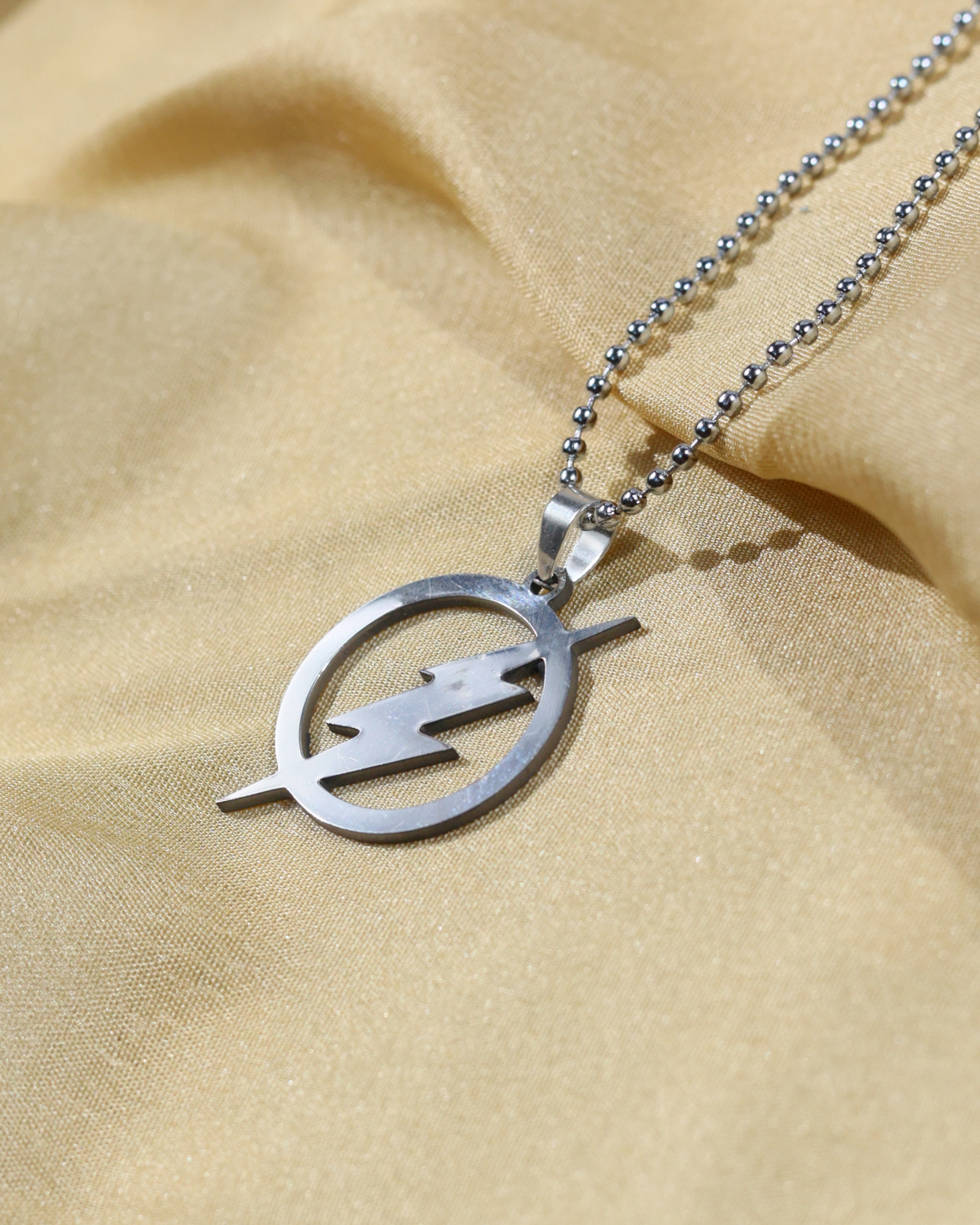 Lightning Bolt Circle Pendant Chain
