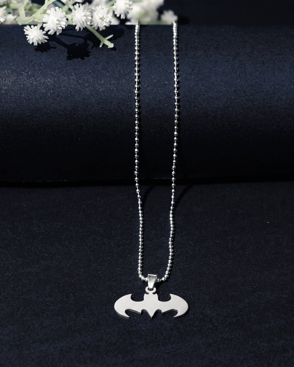 Silver Abstract Shield Pendant Chain