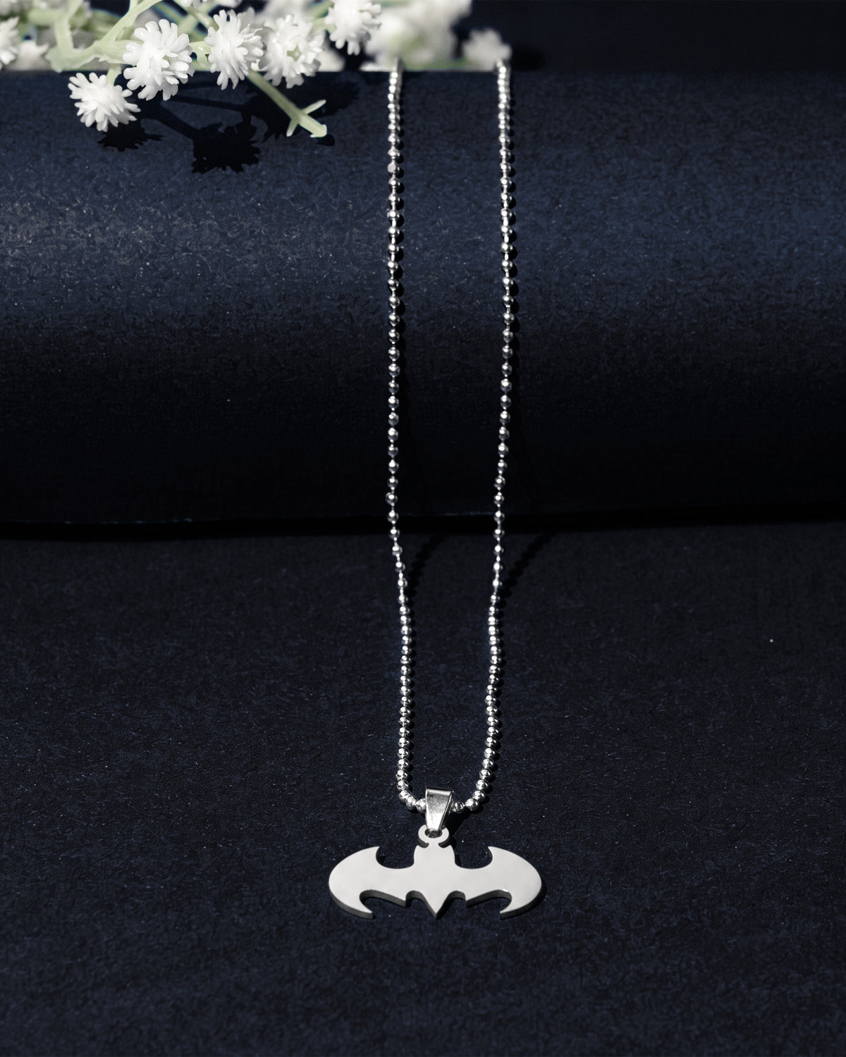 Silver Abstract Shield Pendant Chain