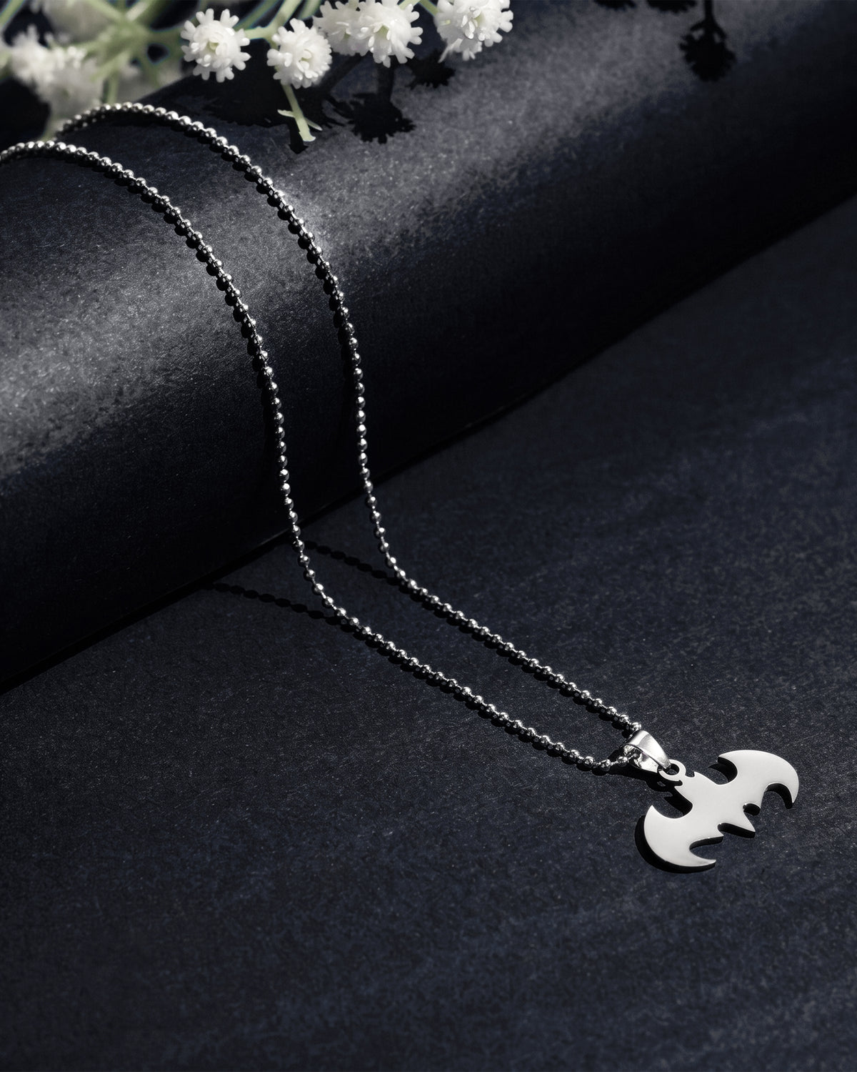 Silver Abstract Shield Pendant Chain