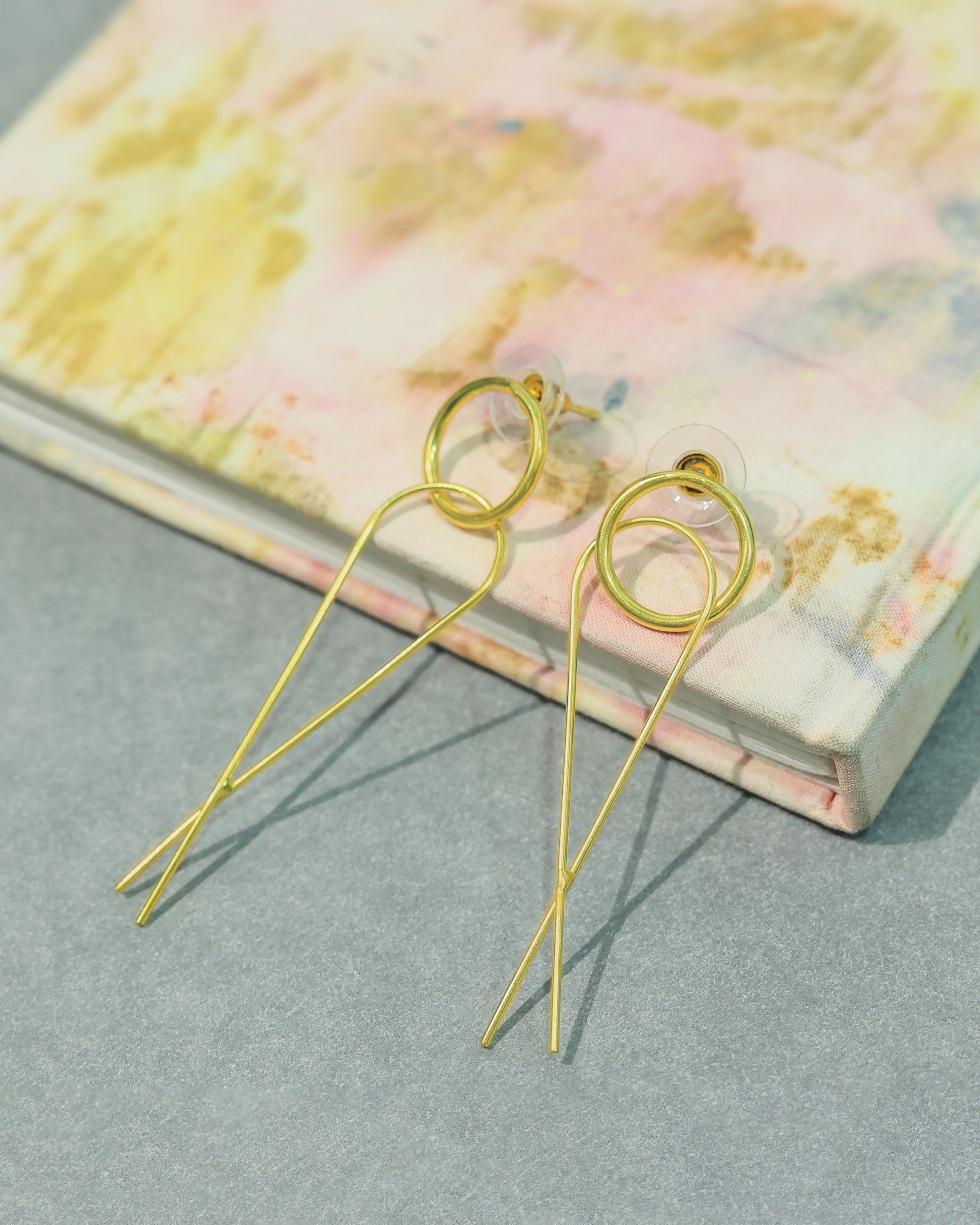 Linear Triple Loop Drop Earrings
