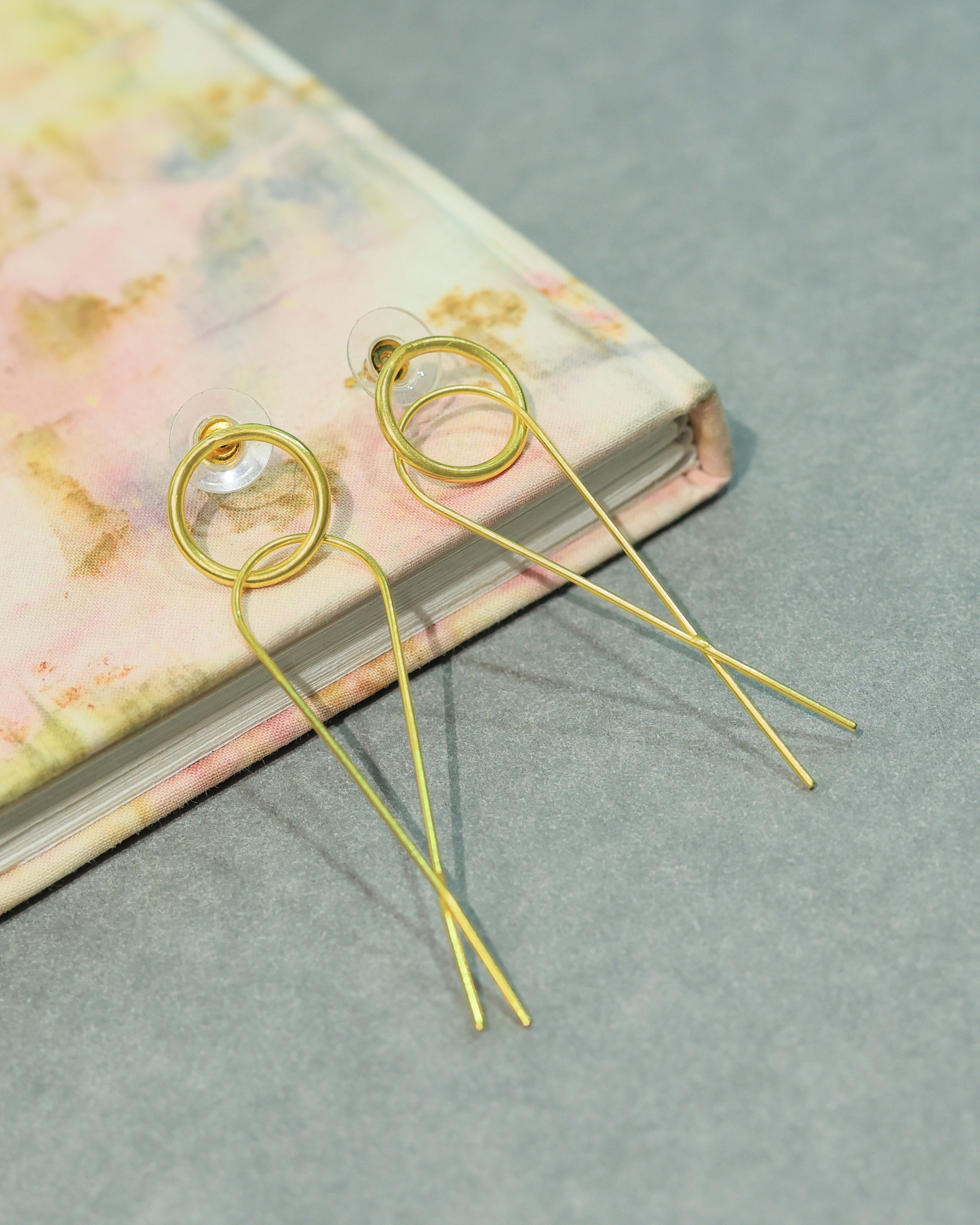 Linear Triple Loop Drop Earrings