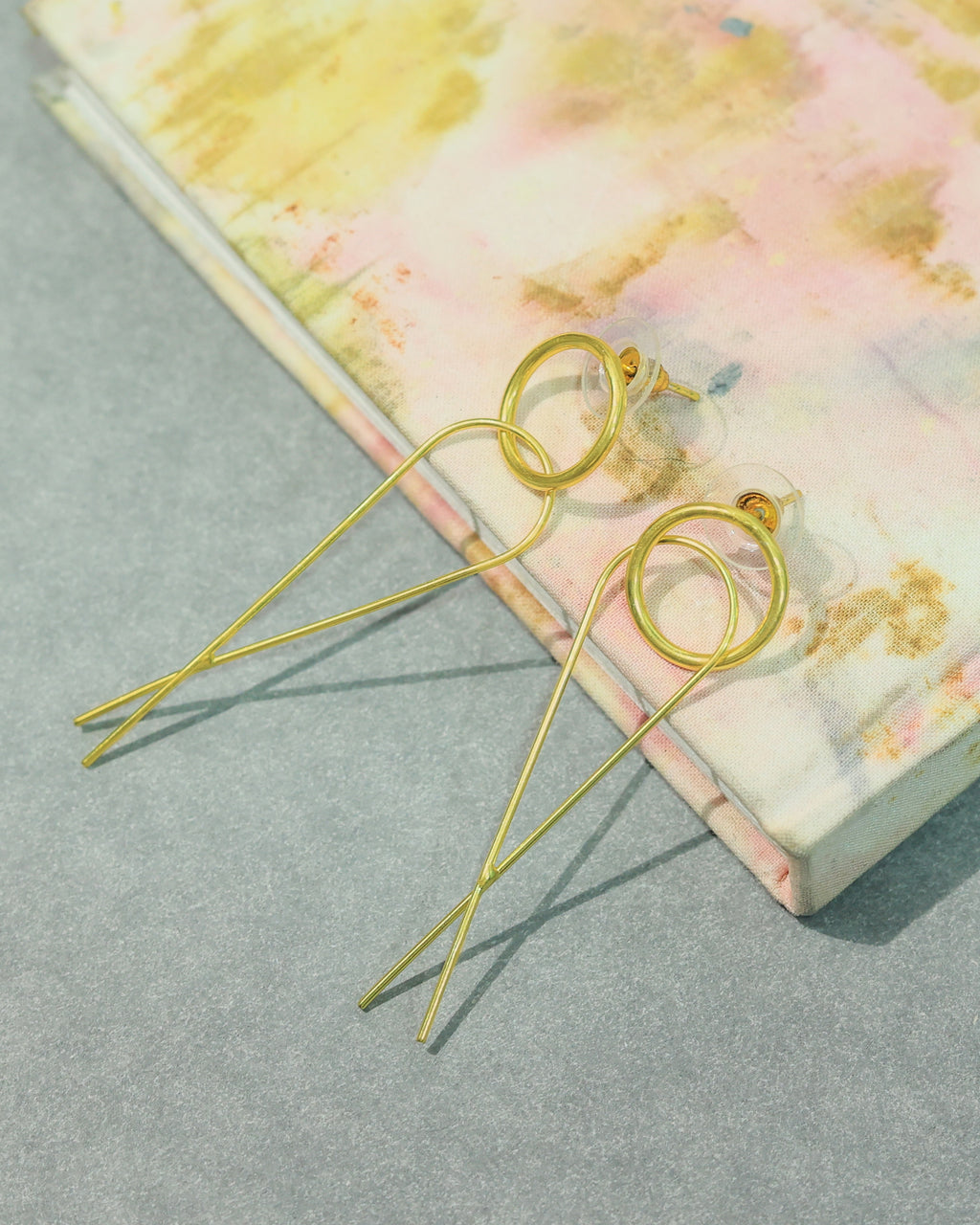 Linear Triple Loop Drop Earrings