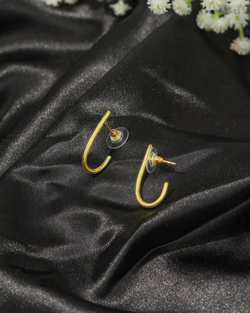 Minimalist Geometric J-Hoop Earrings