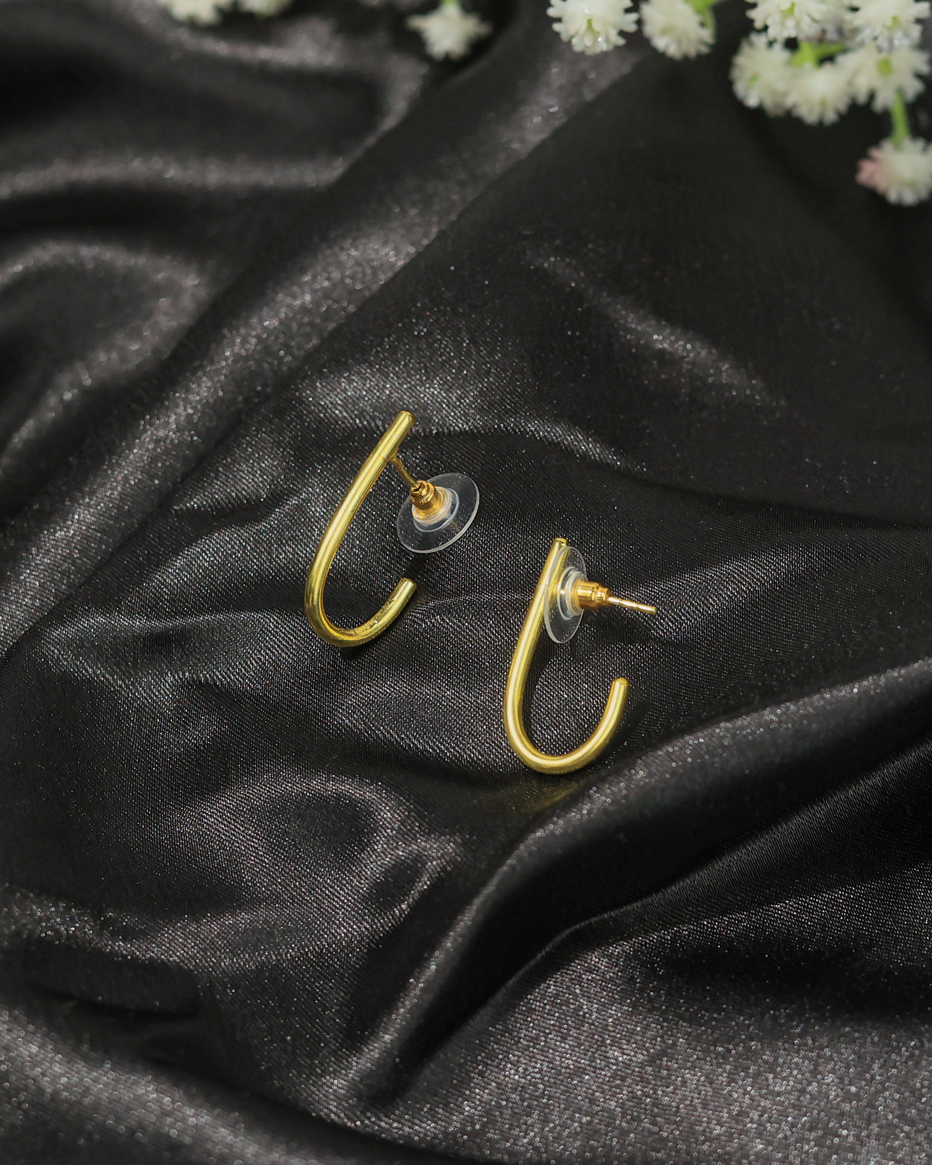Minimalist Geometric J-Hoop Earrings