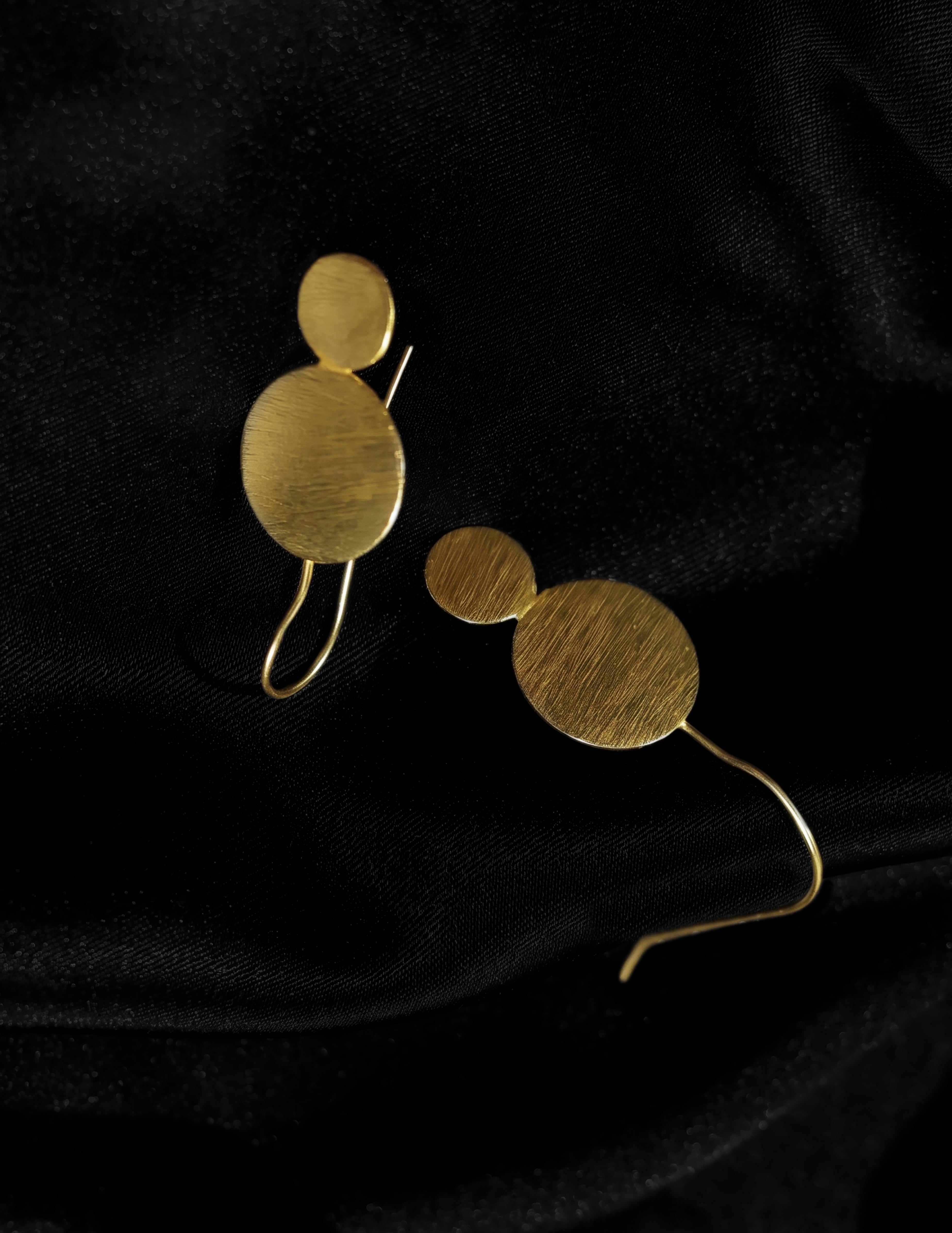 Textured Double Disc Drop Earrings