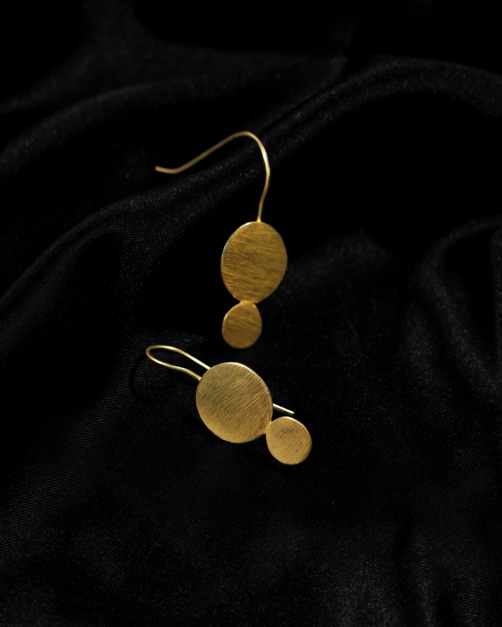 Textured Double Disc Drop Earrings