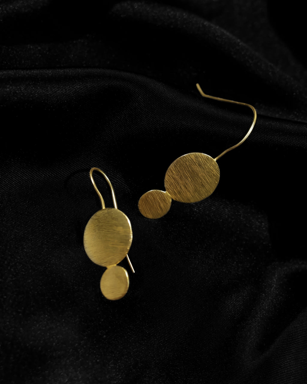 Textured Double Disc Drop Earrings