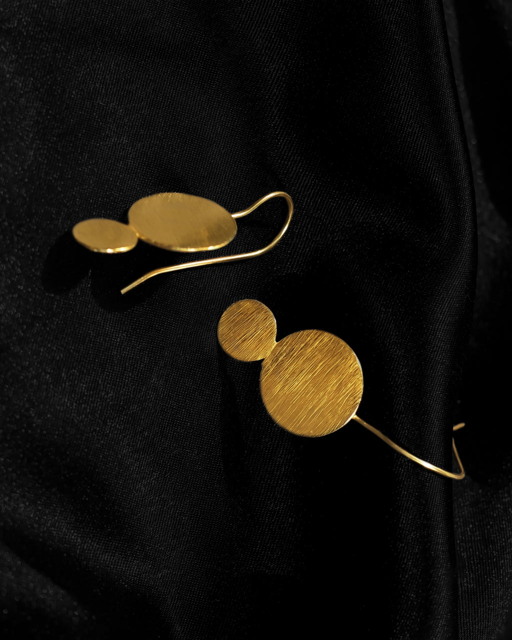 Textured Double Disc Drop Earrings