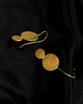 Textured Double Disc Drop Earrings