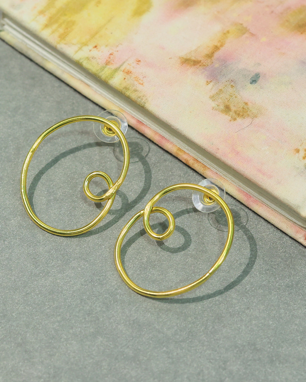Double Spiral Circle Drop Earrings