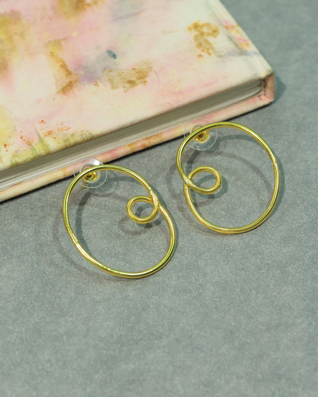 Double Spiral Circle Drop Earrings