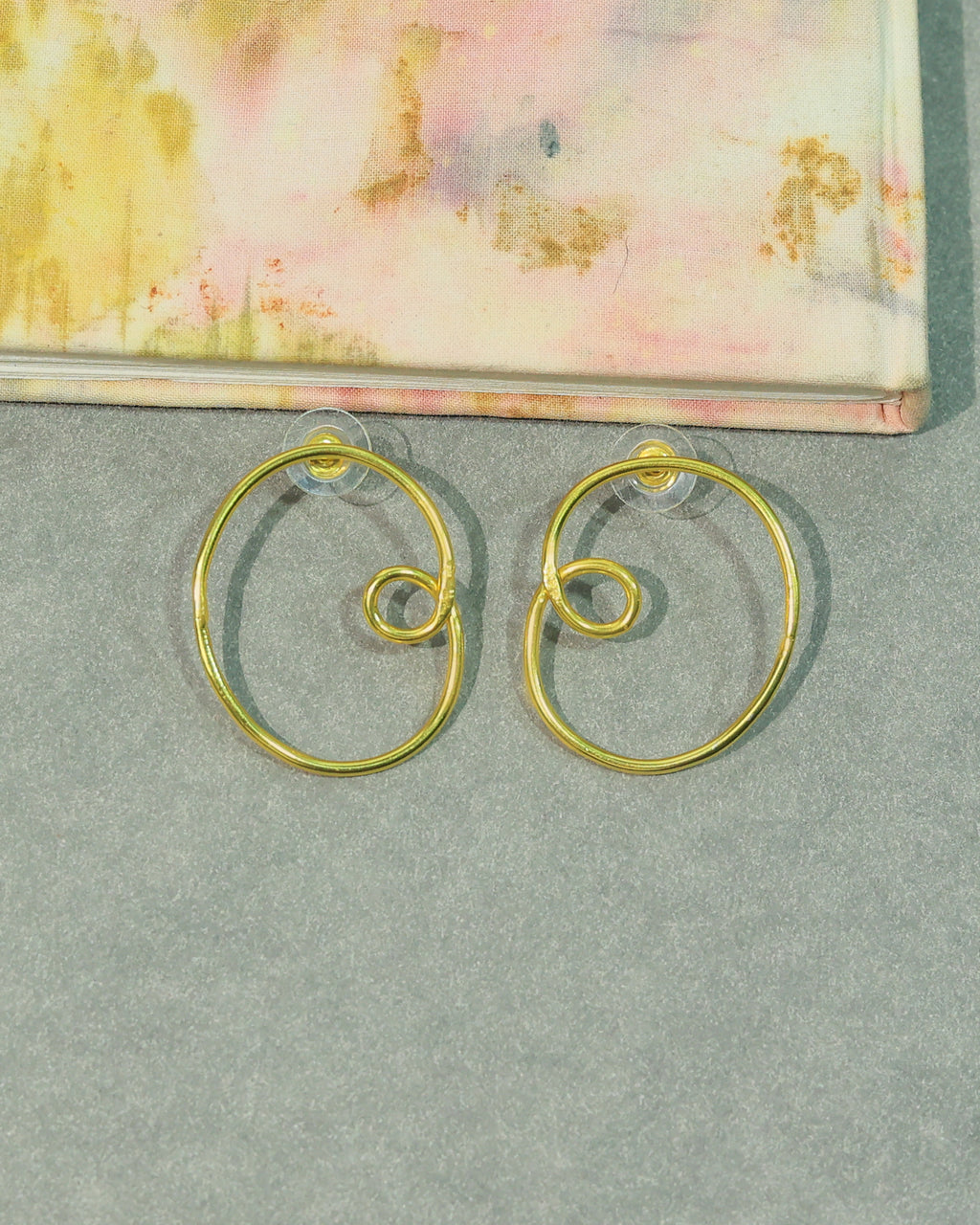 Double Spiral Circle Drop Earrings