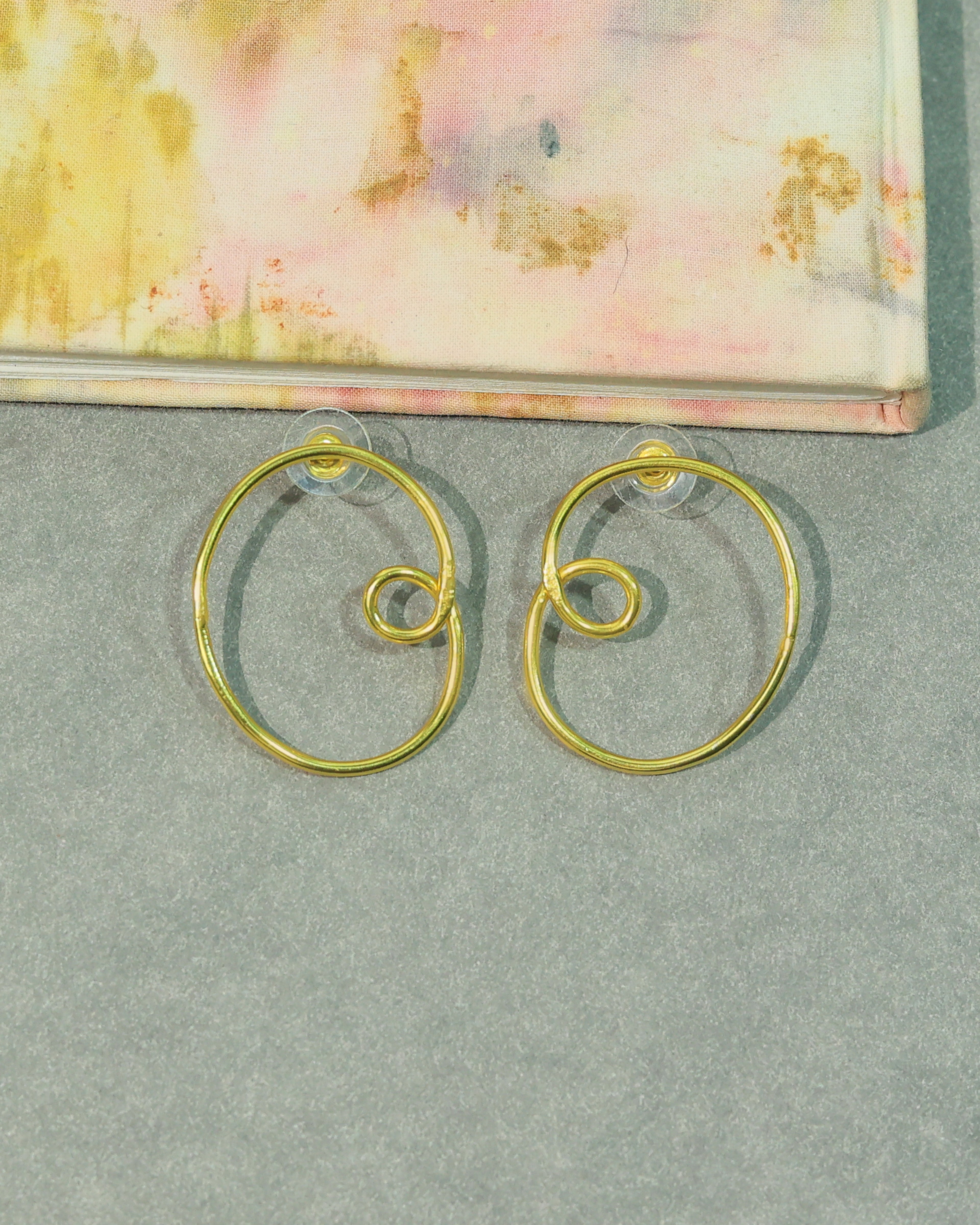 Double Spiral Circle Drop Earrings