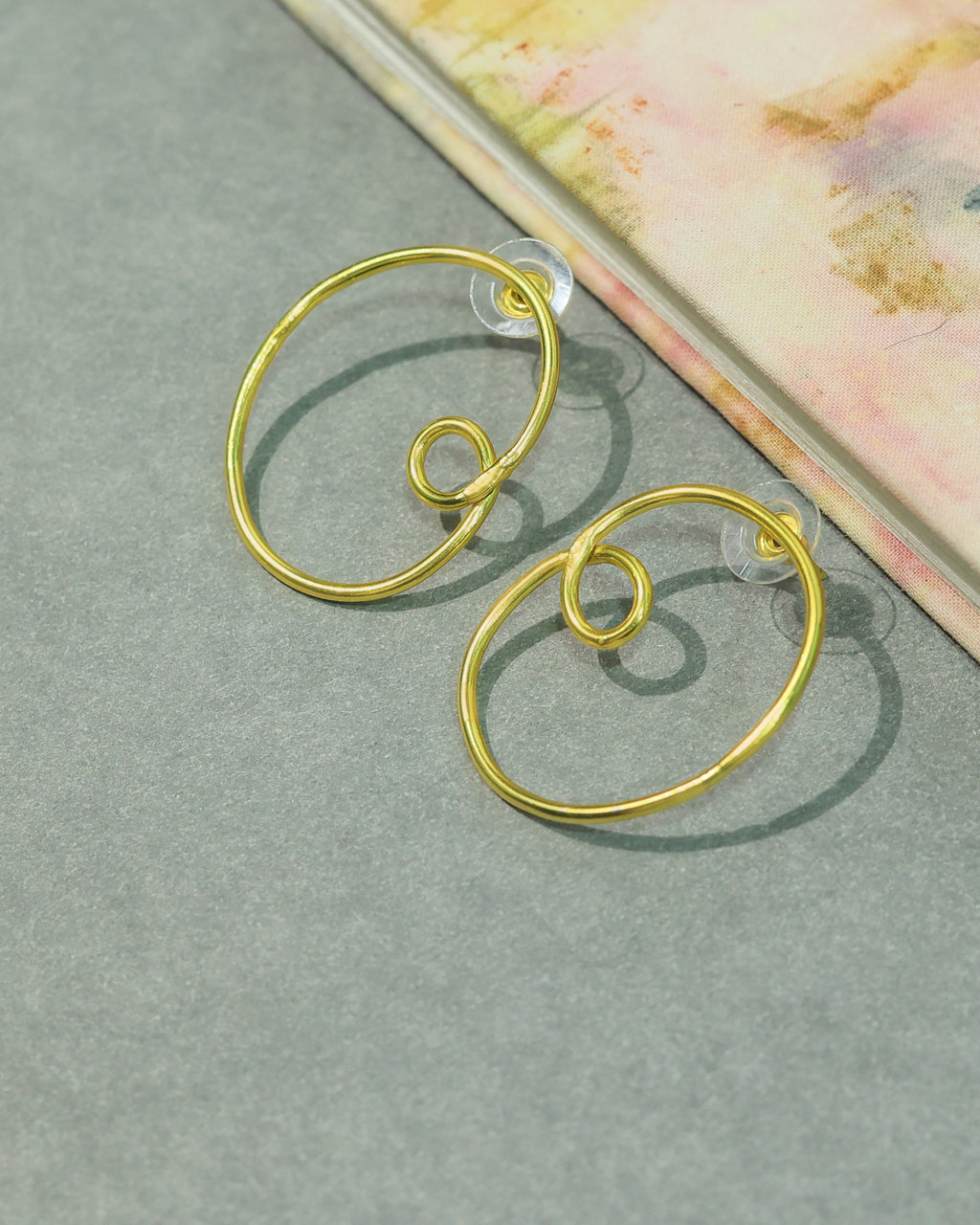 Double Spiral Circle Drop Earrings