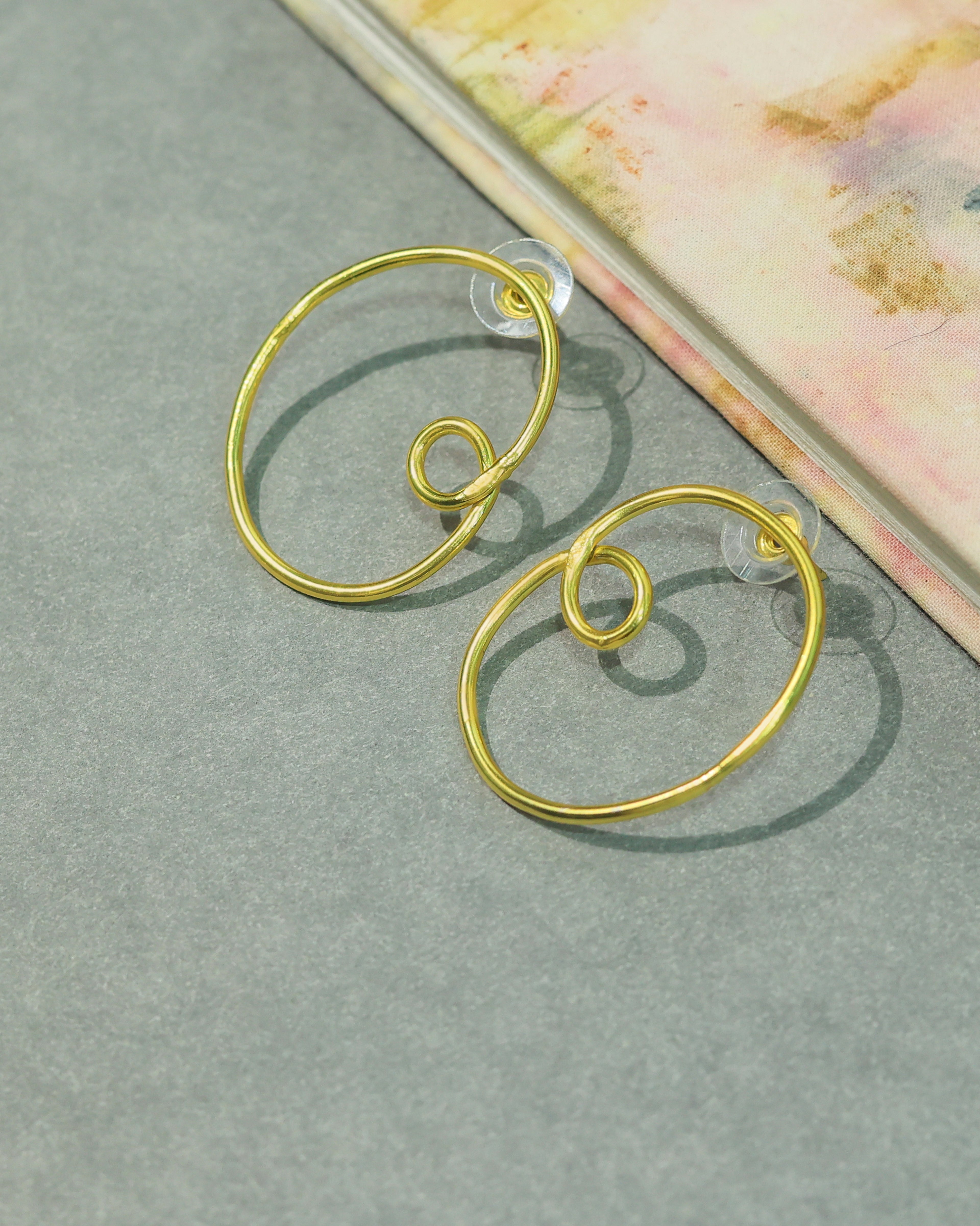 Double Spiral Circle Drop Earrings