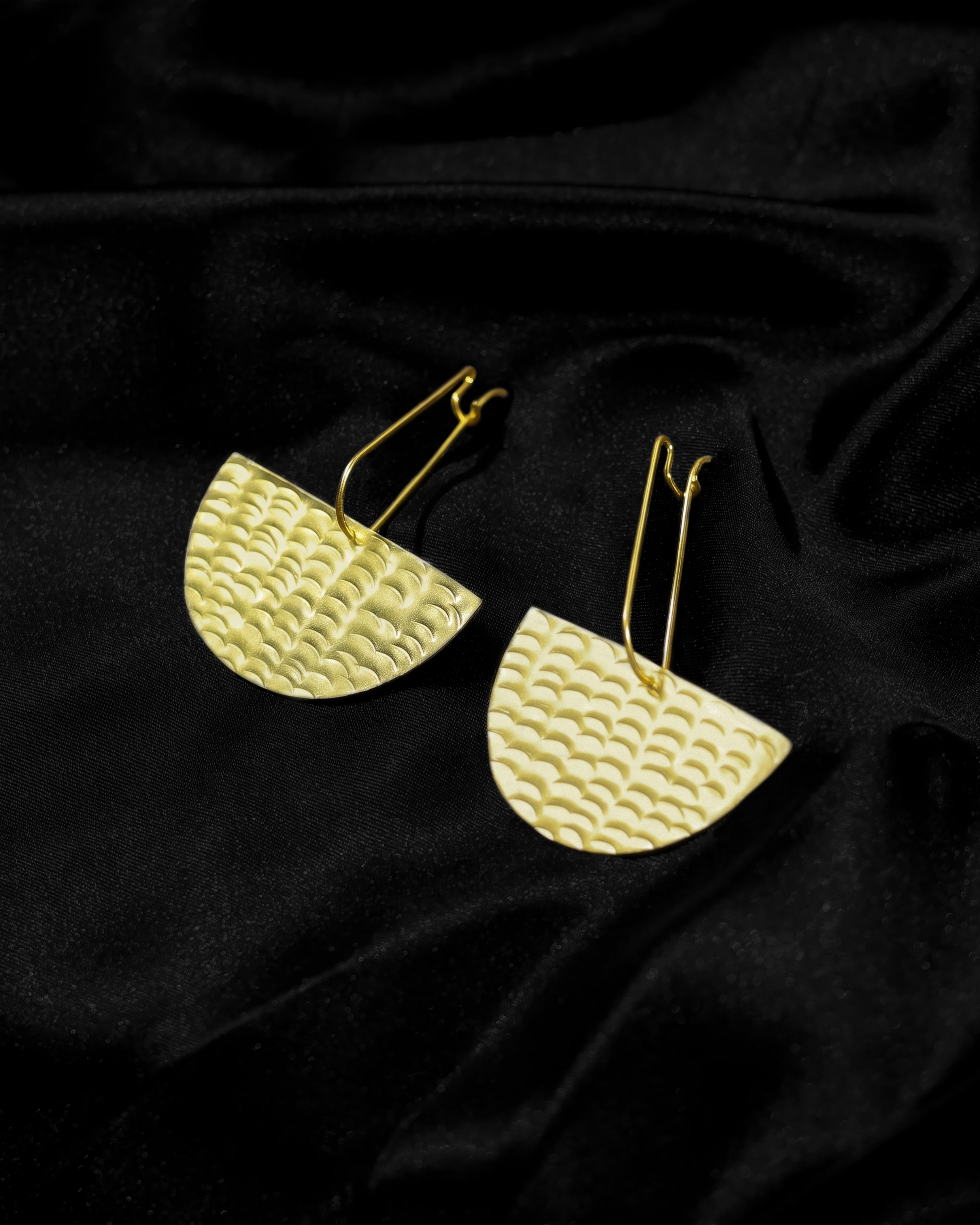 Textured Half Moon Drop Earrings