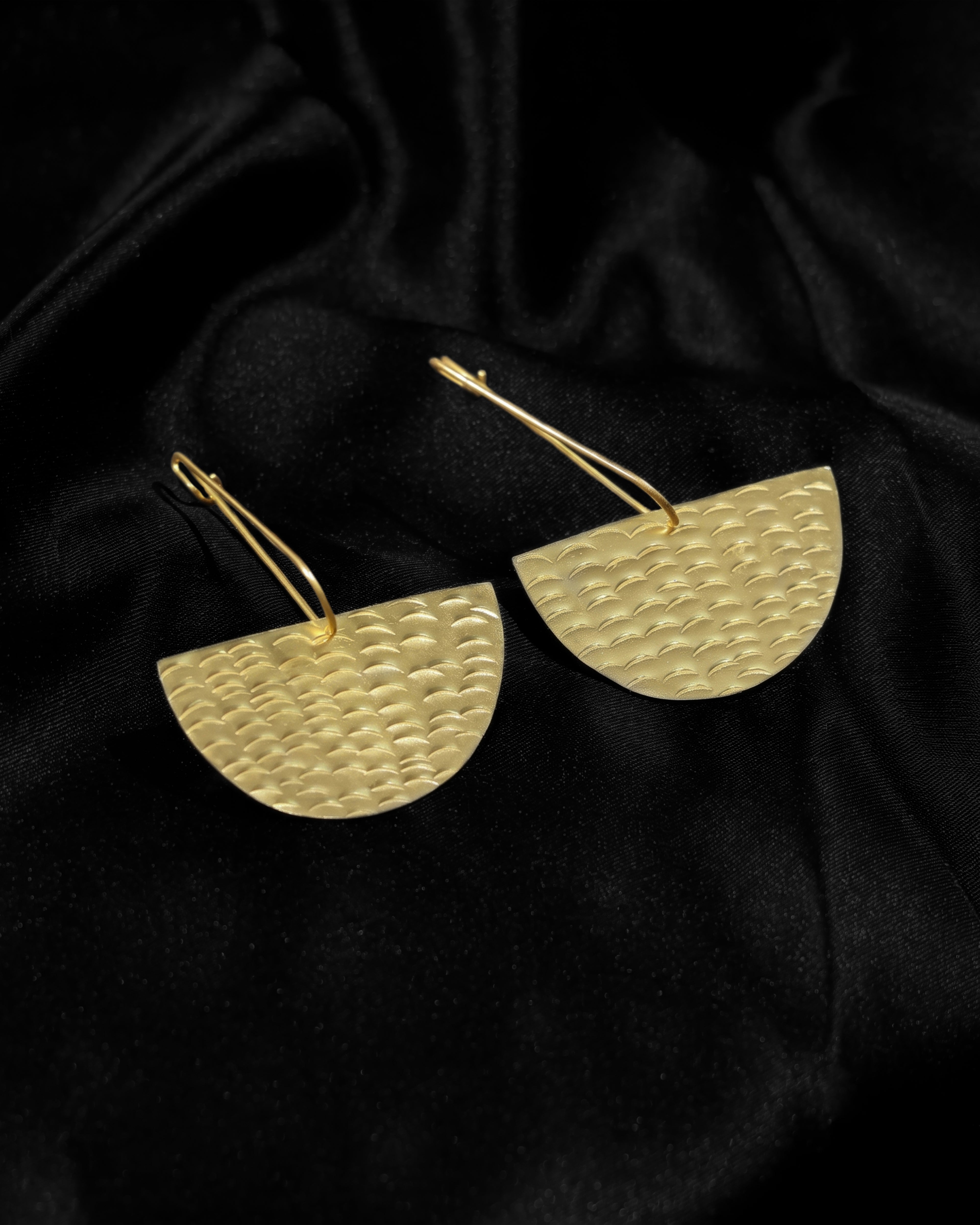 Textured Half Moon Drop Earrings